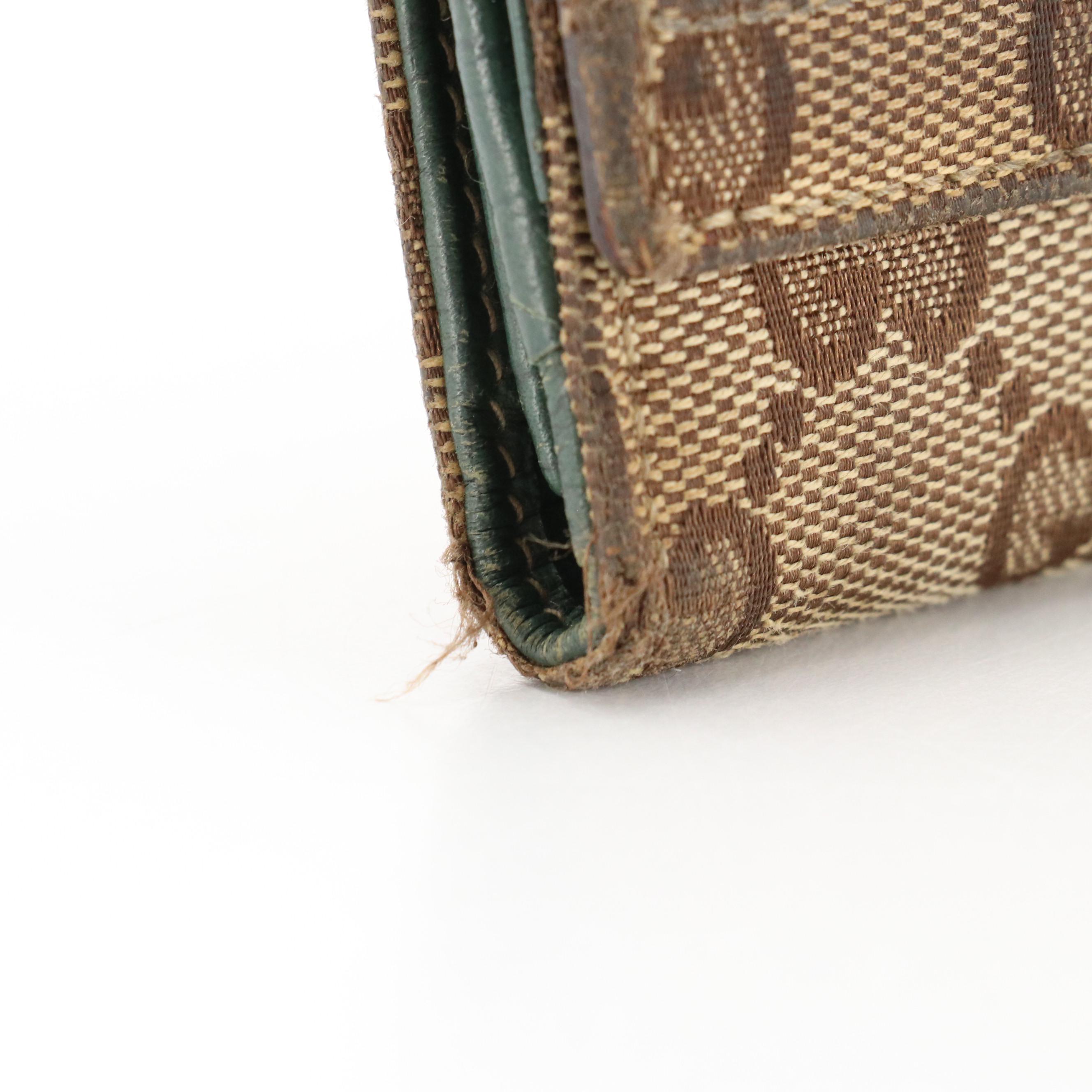 Gucci Hasler Horsebit Continental Wallet in Brown GG Canvas and Leather