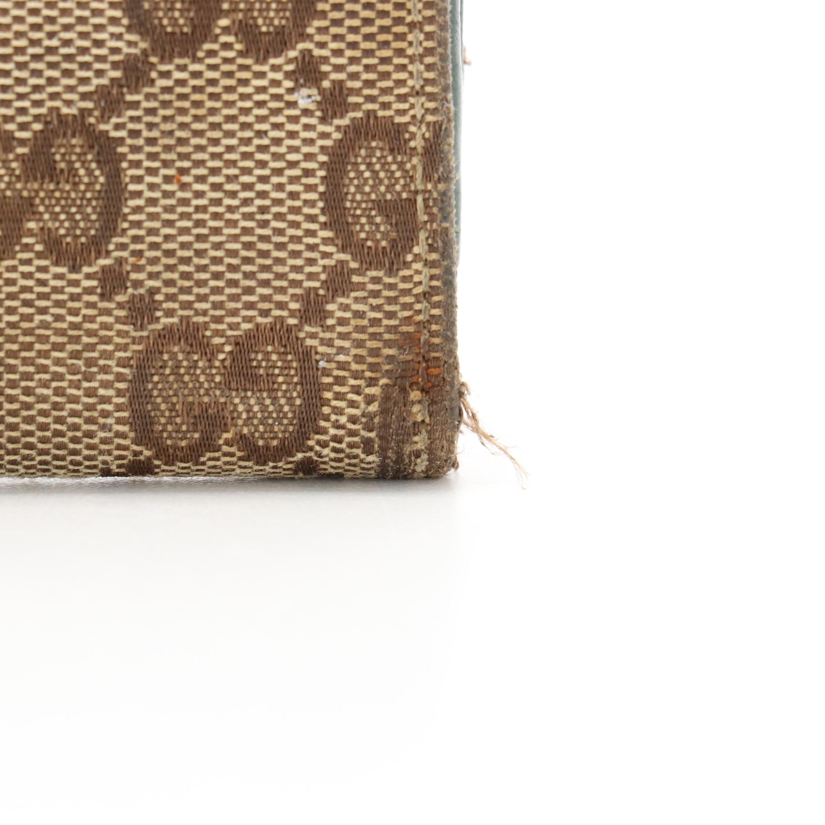 Gucci Hasler Horsebit Continental Wallet in Brown GG Canvas and Leather