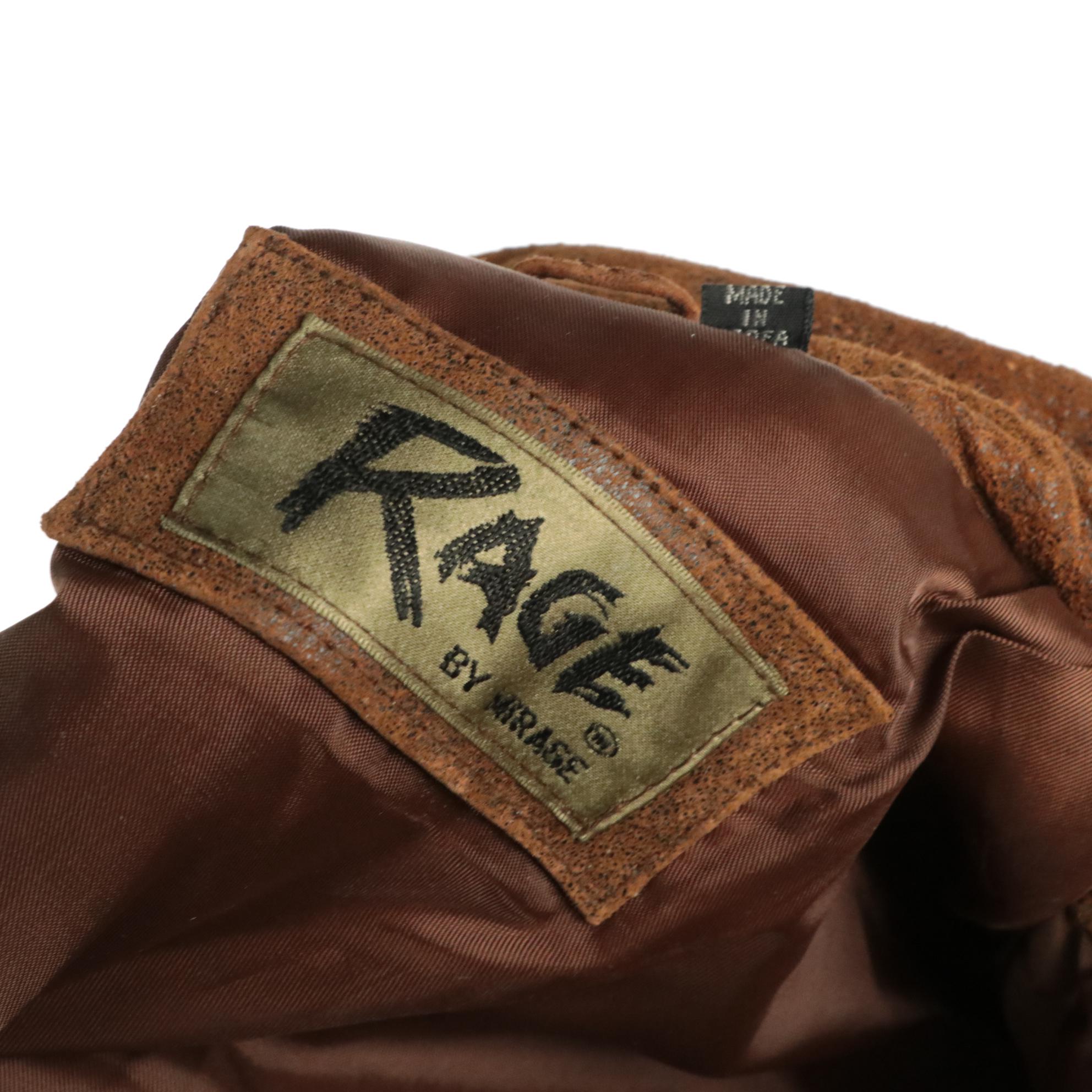 Men's Rage by Mirage Distressed Leather Bomber Style Patch Jacket