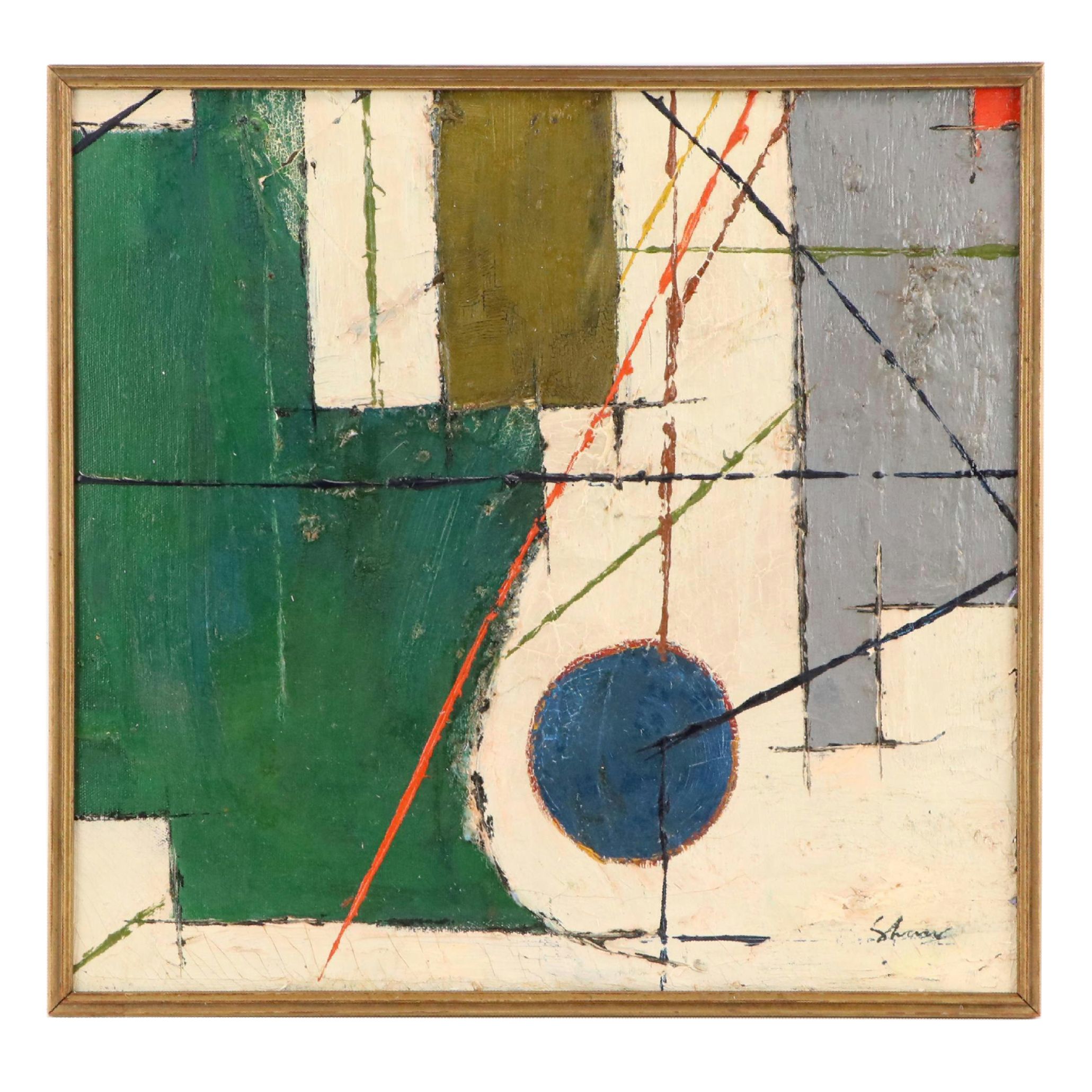 Charles Green Shaw Modernist Geometric Oil Painting, Mid-20th Century