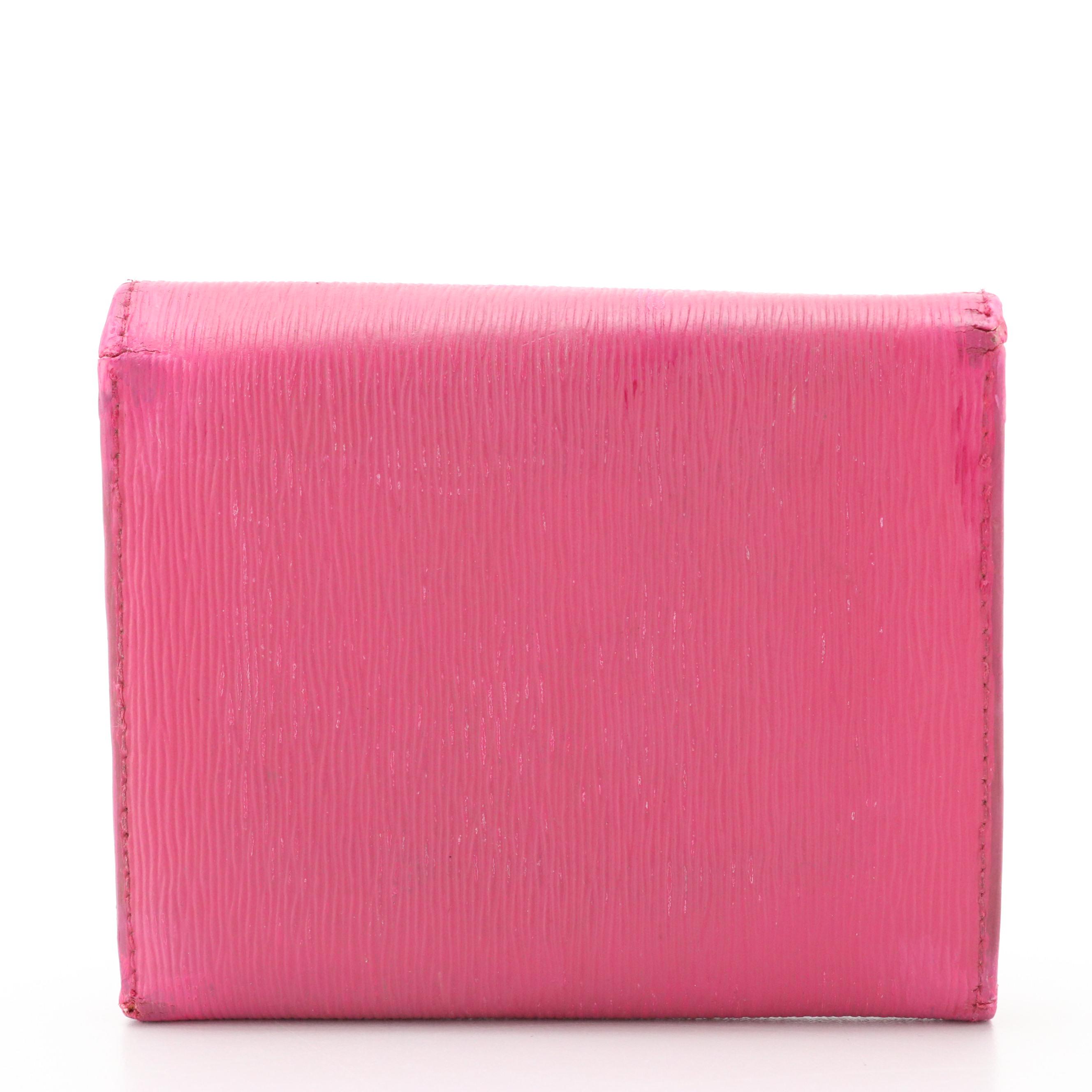 Prada Compact Wallet in Pink Textured Leather