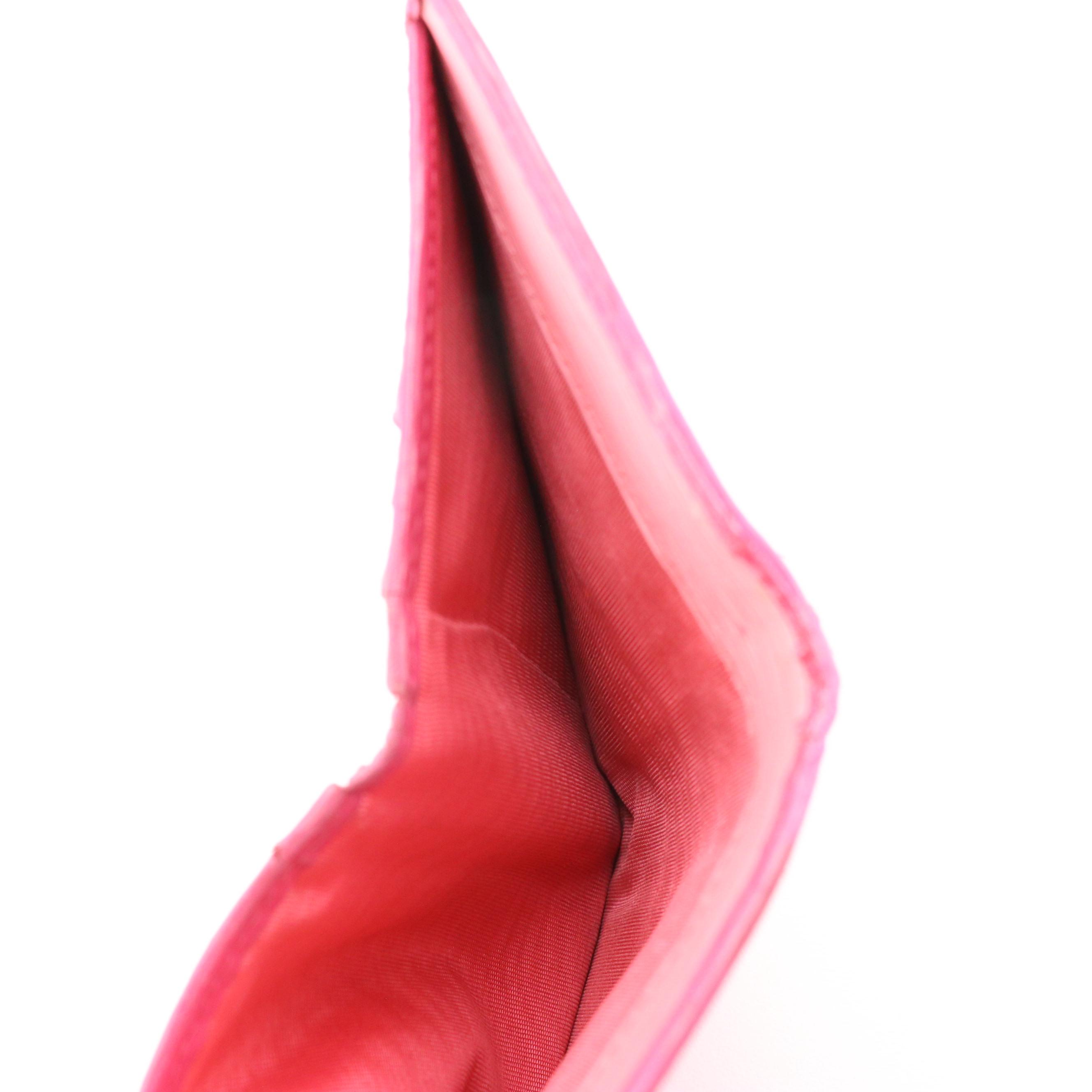 Prada Compact Wallet in Pink Textured Leather