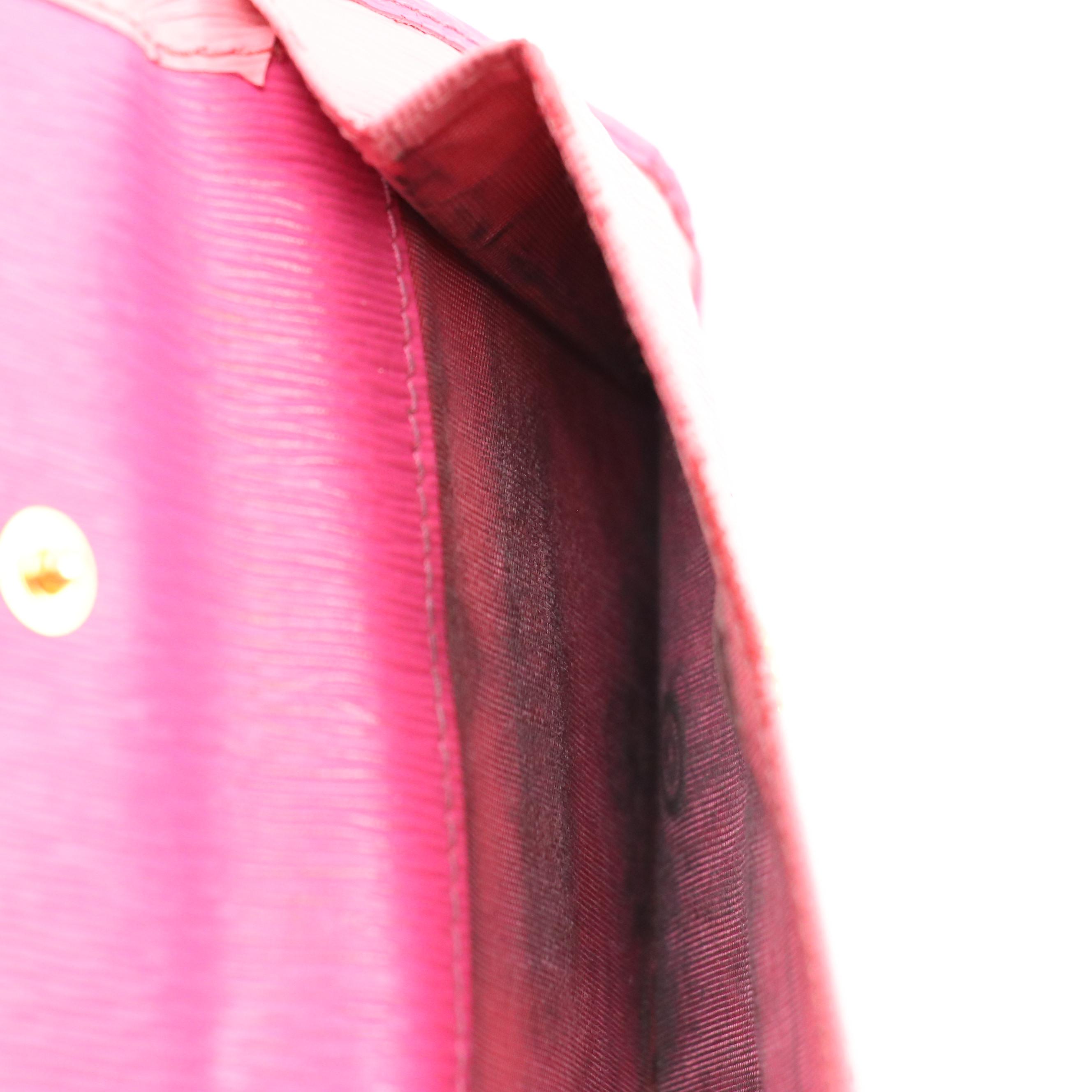 Prada Compact Wallet in Pink Textured Leather