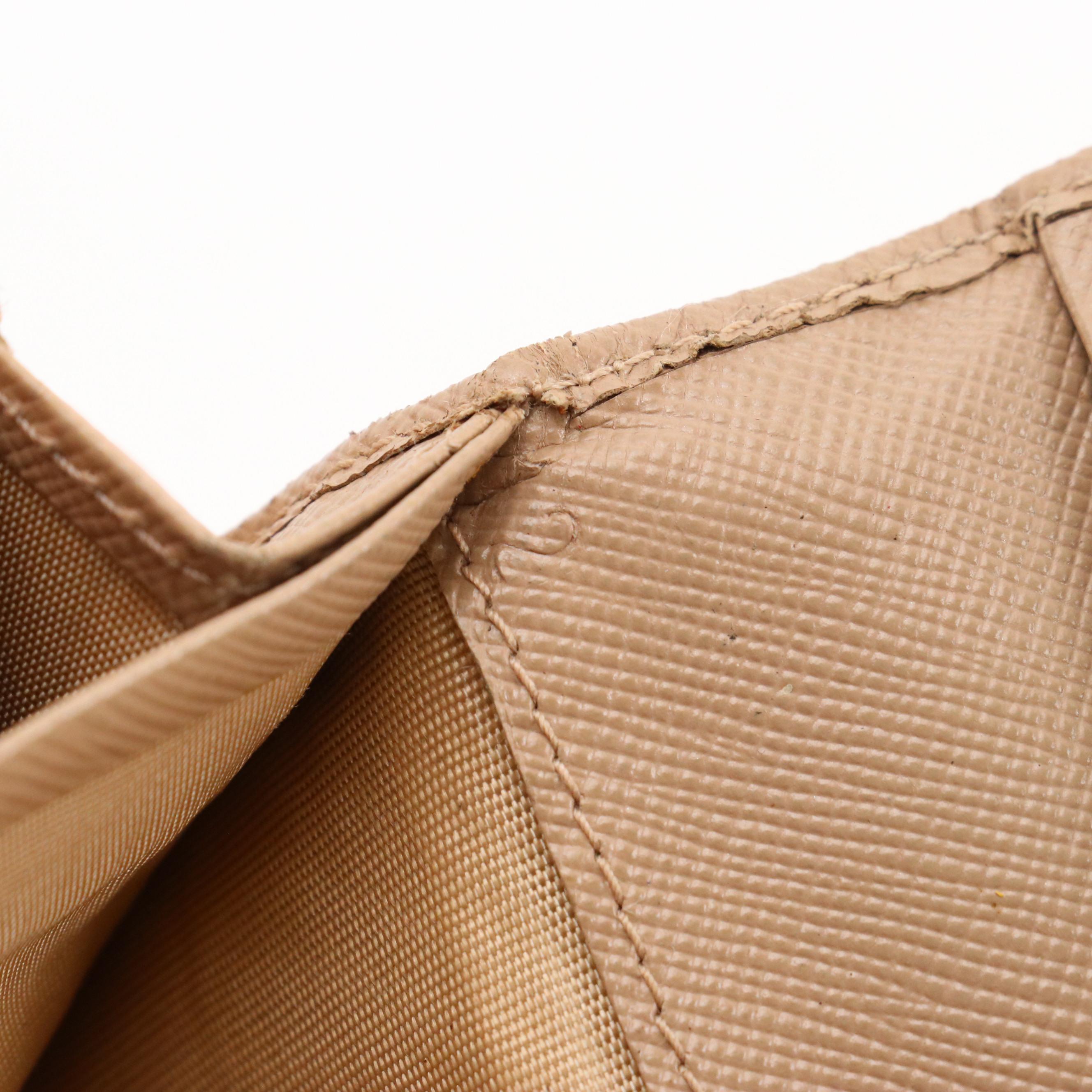 Prada Bow Continental Wallet in Taupe Saffiano Leather