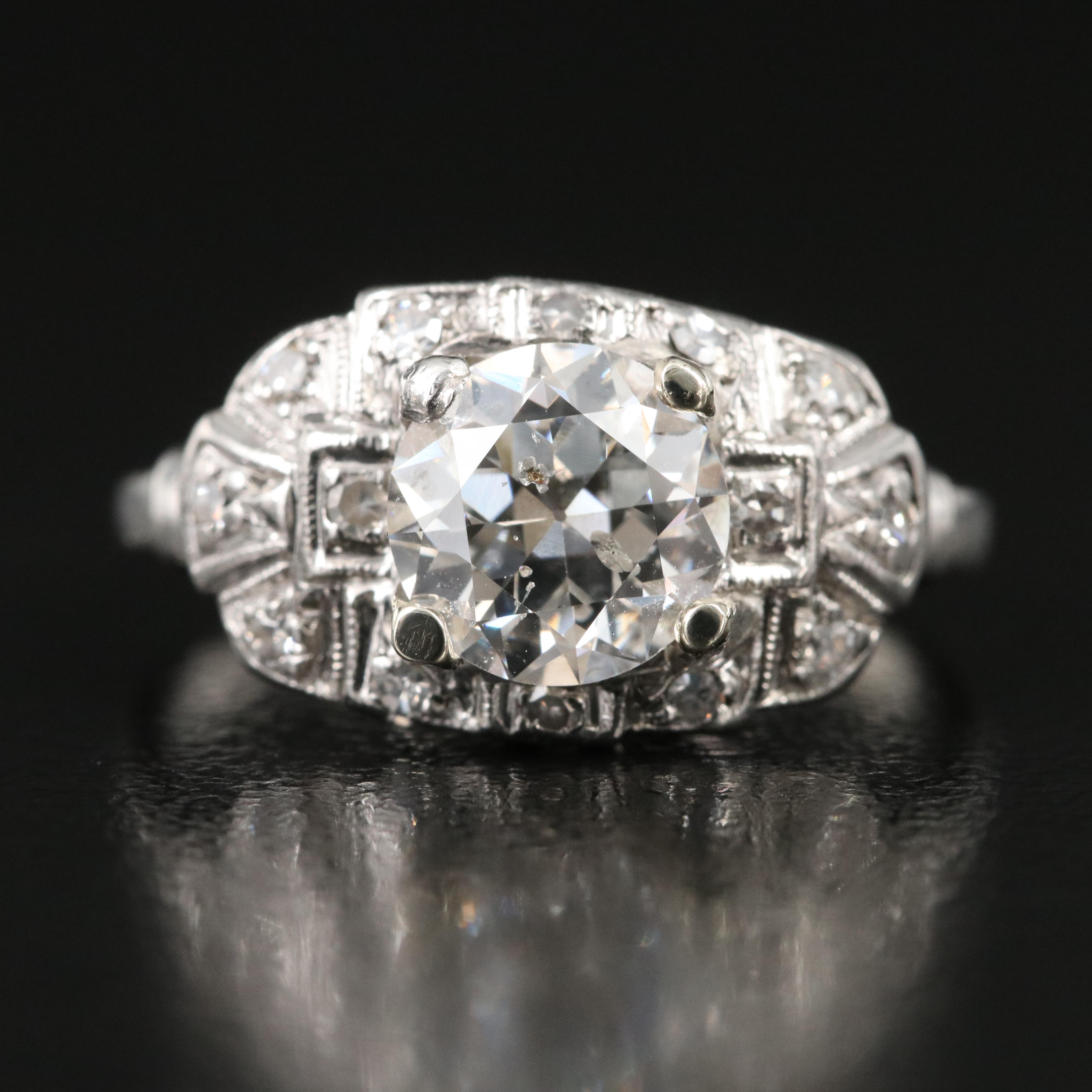 Vintage Platinum 1.46 CTW Diamond Ring with GIA Report