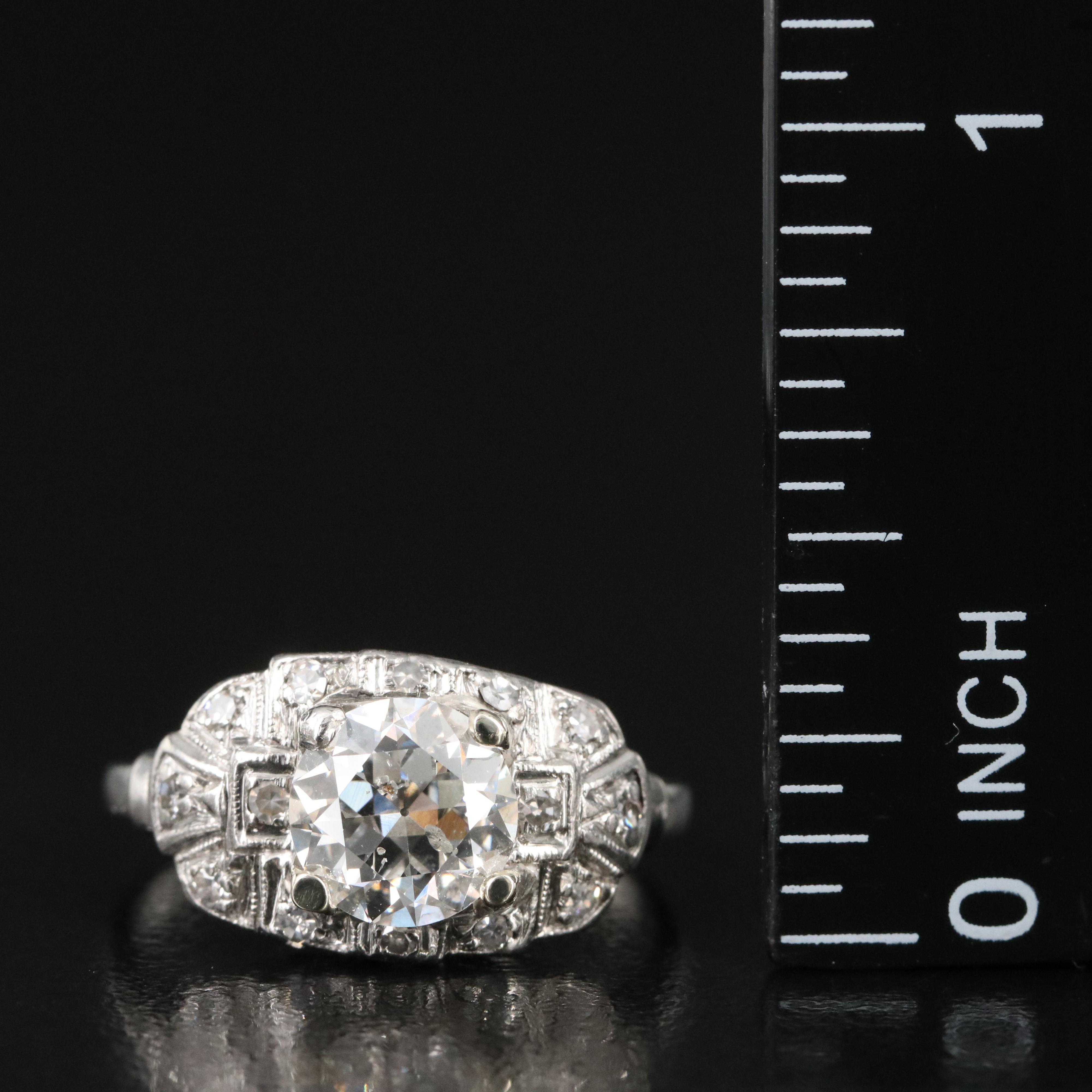 Vintage Platinum 1.46 CTW Diamond Ring with GIA Report