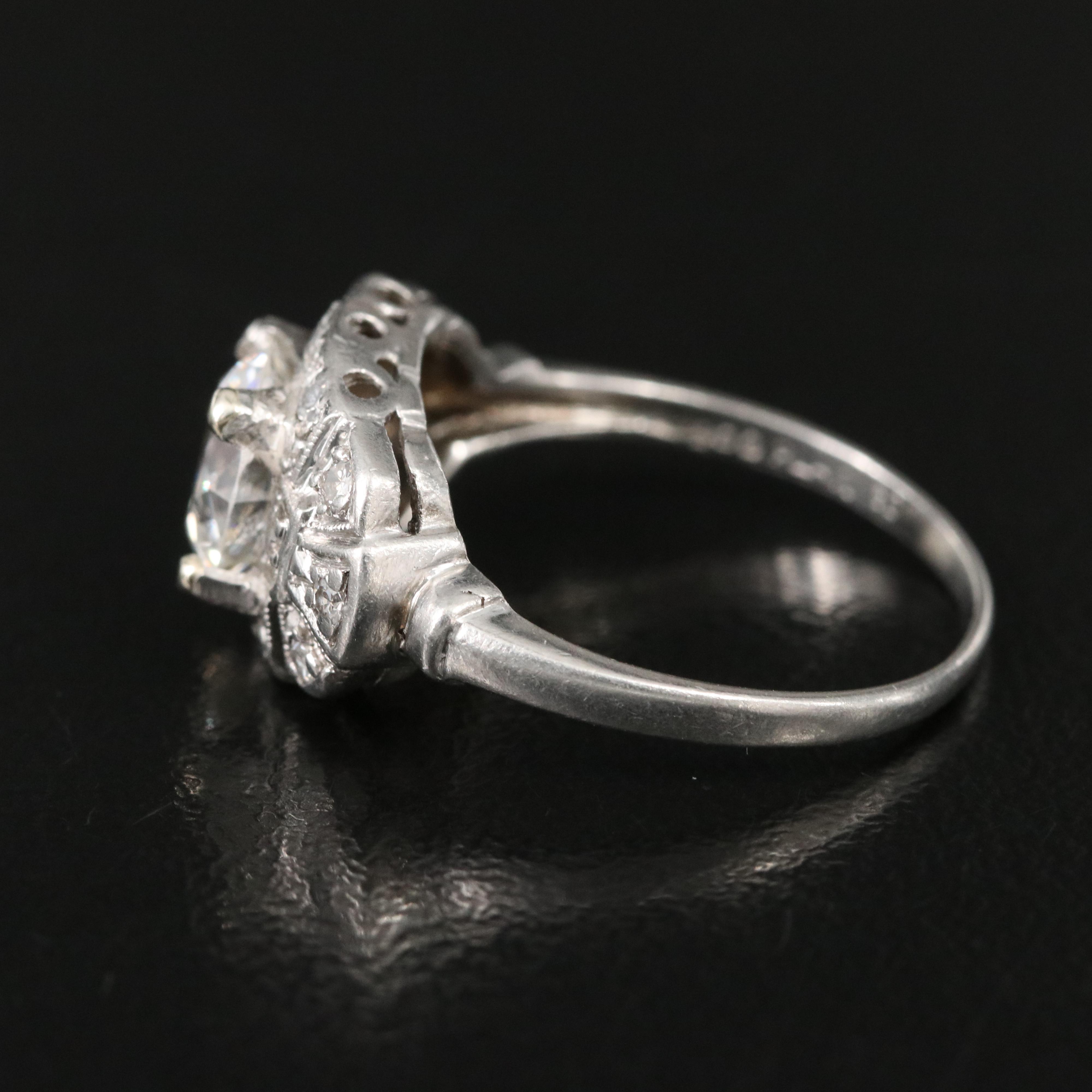 Vintage Platinum 1.46 CTW Diamond Ring with GIA Report
