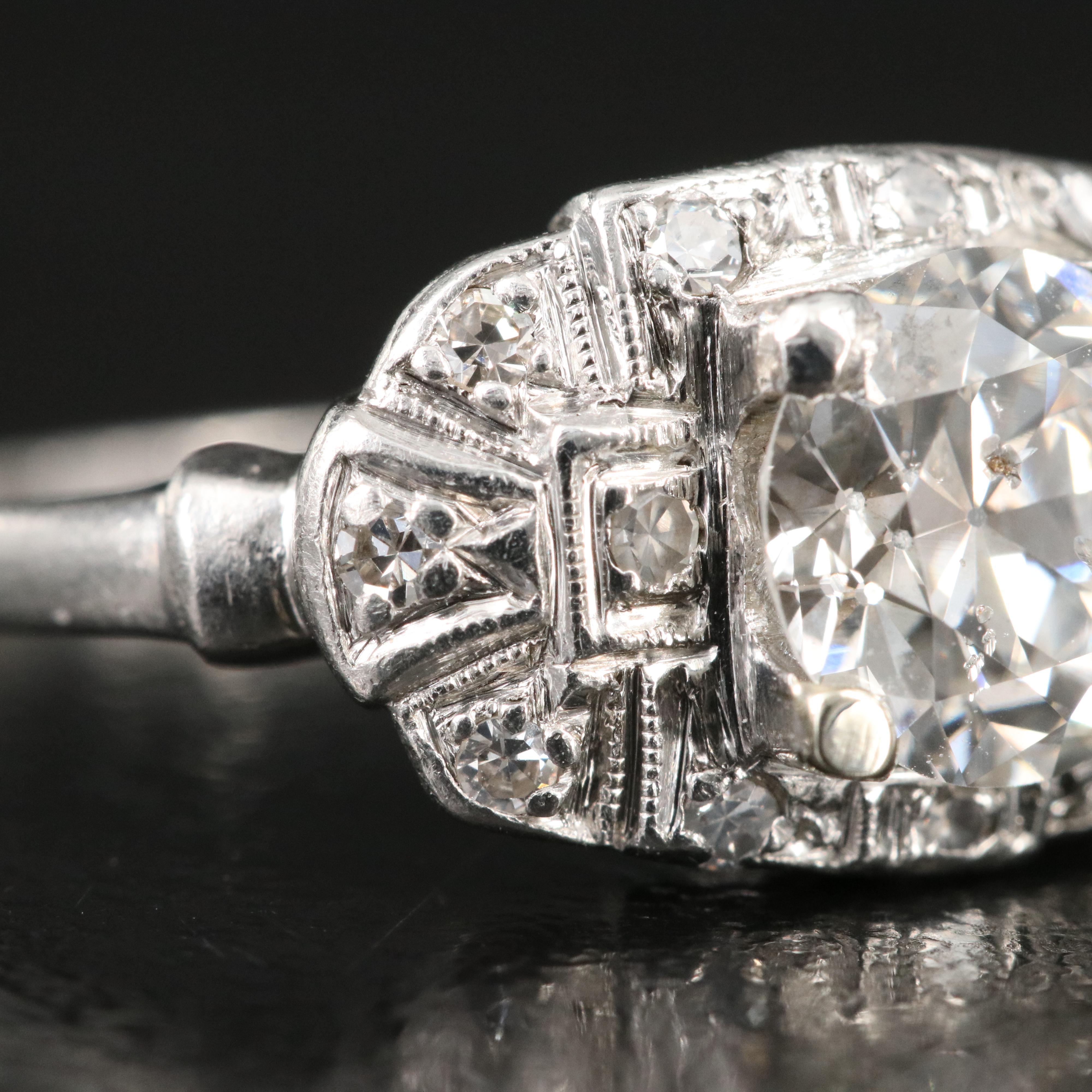 Vintage Platinum 1.46 CTW Diamond Ring with GIA Report