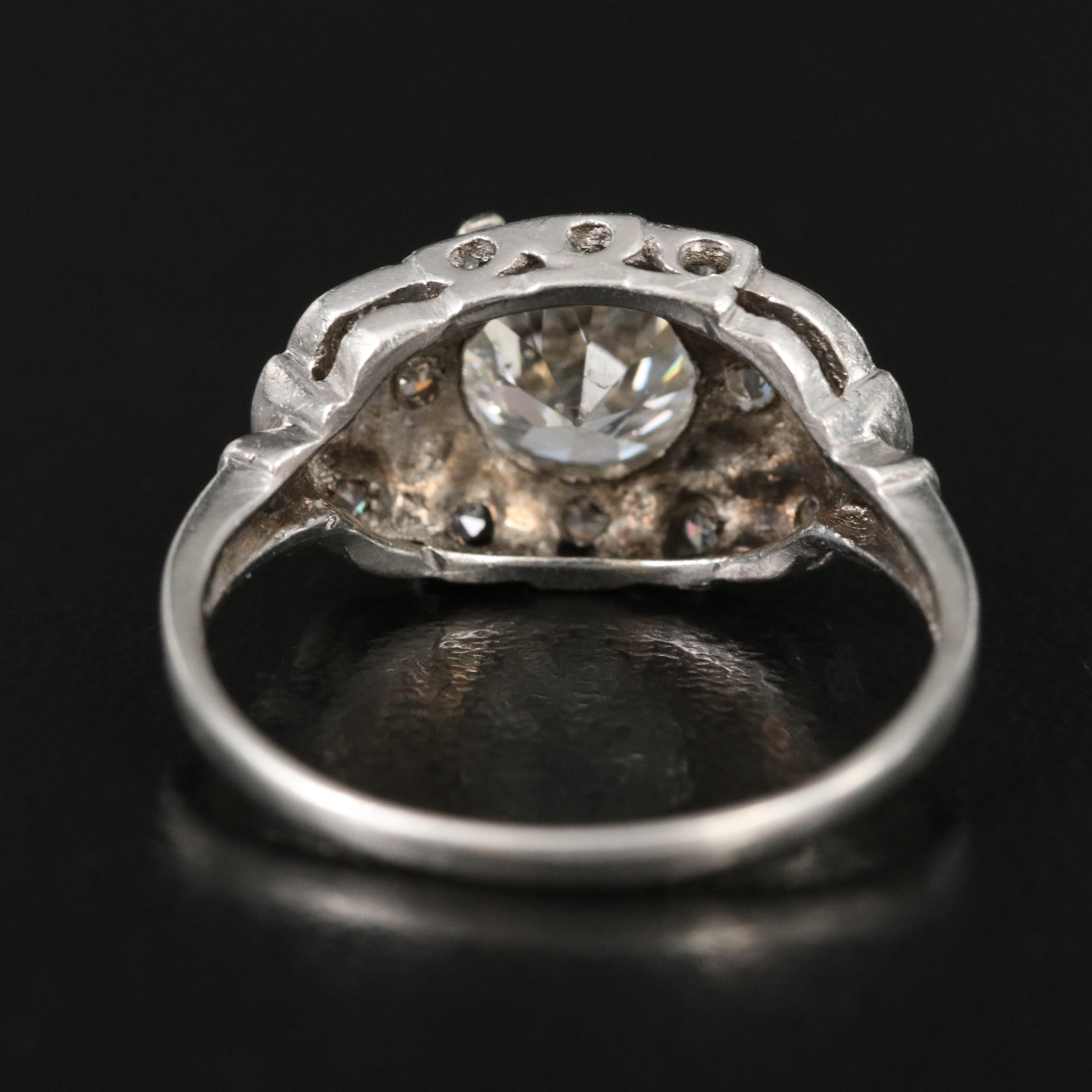 Vintage Platinum 1.46 CTW Diamond Ring with GIA Report