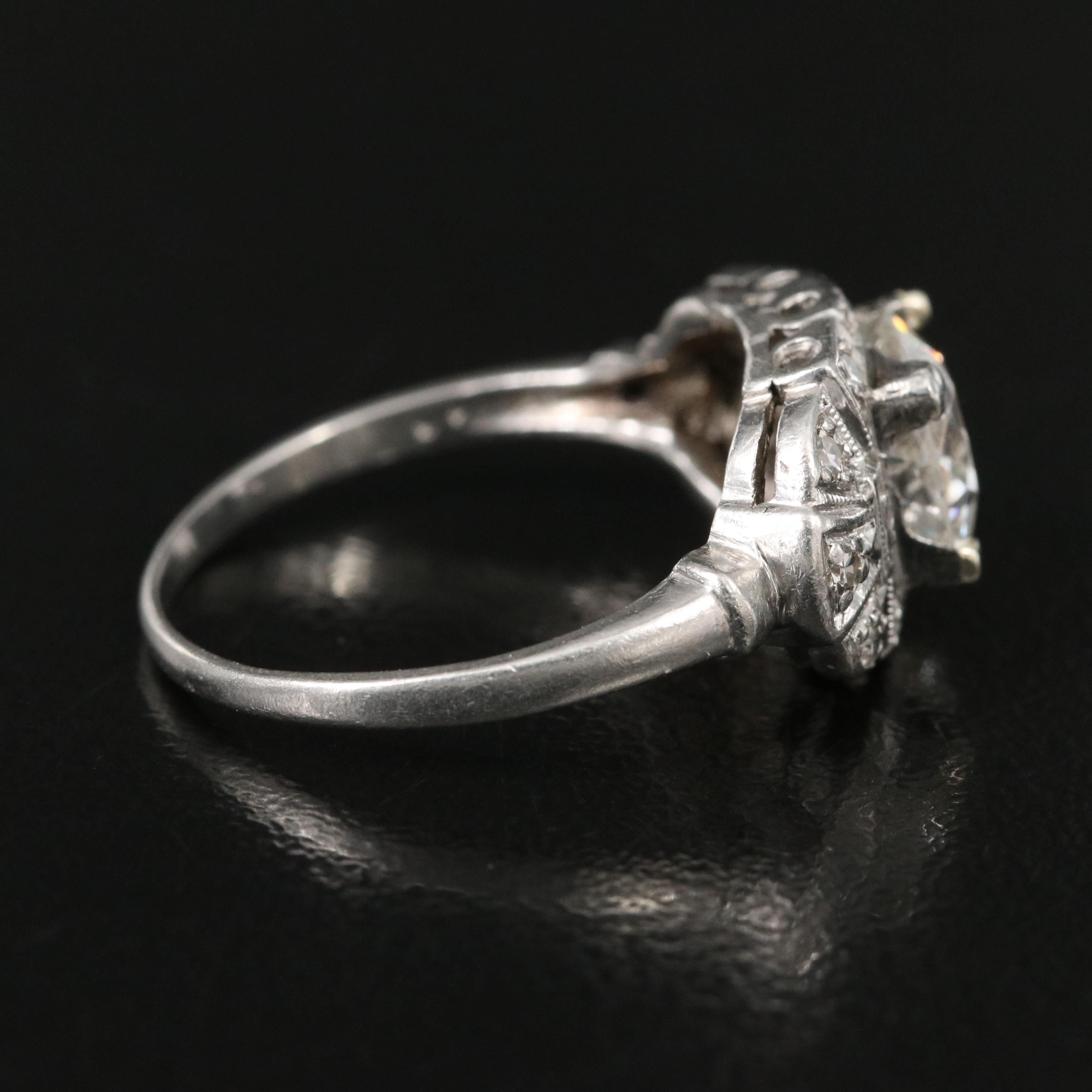 Vintage Platinum 1.46 CTW Diamond Ring with GIA Report