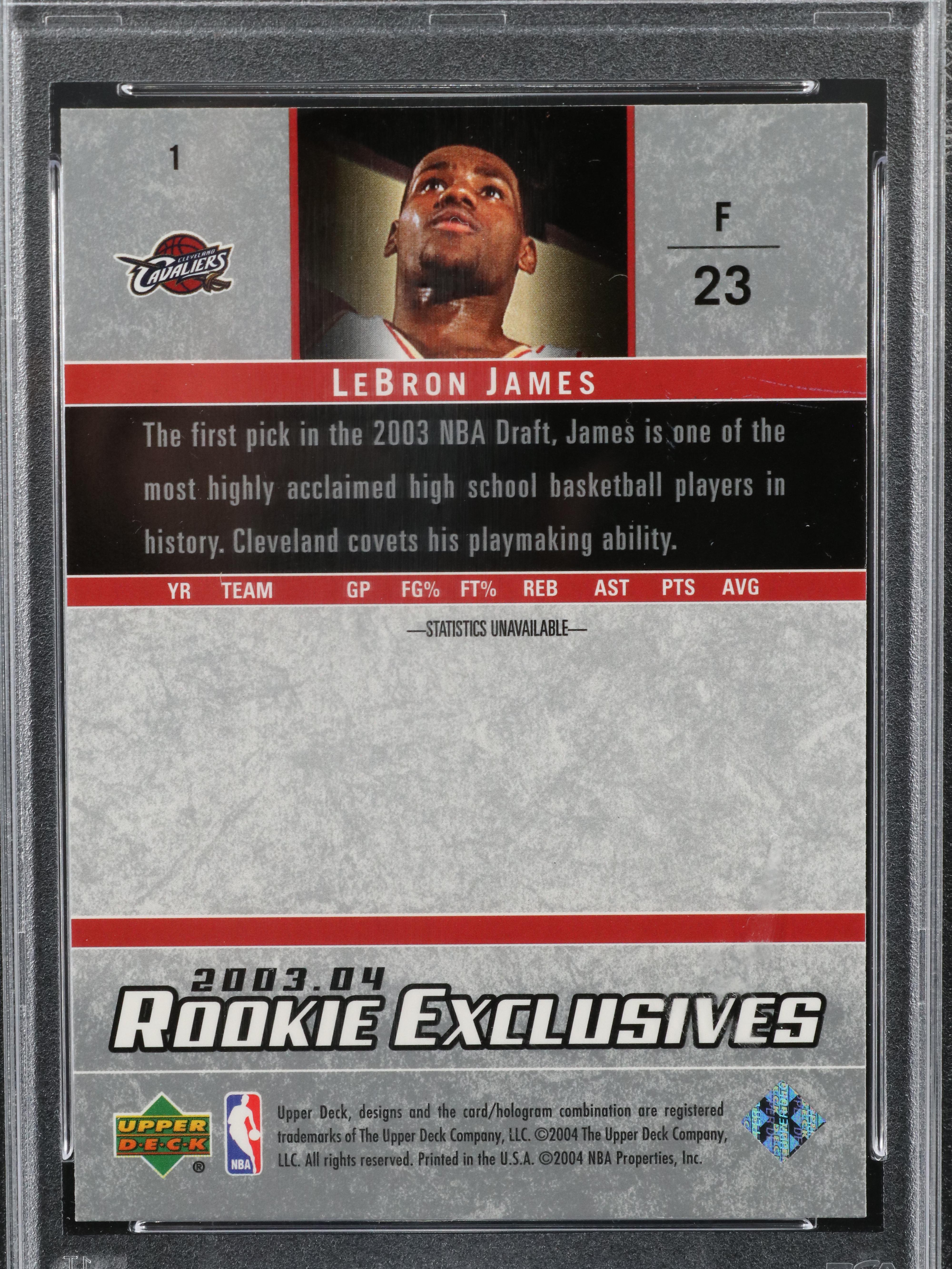 2003 Upper Deck LeBron James Rookie Exclusives Basketball Card Graded PSA 9