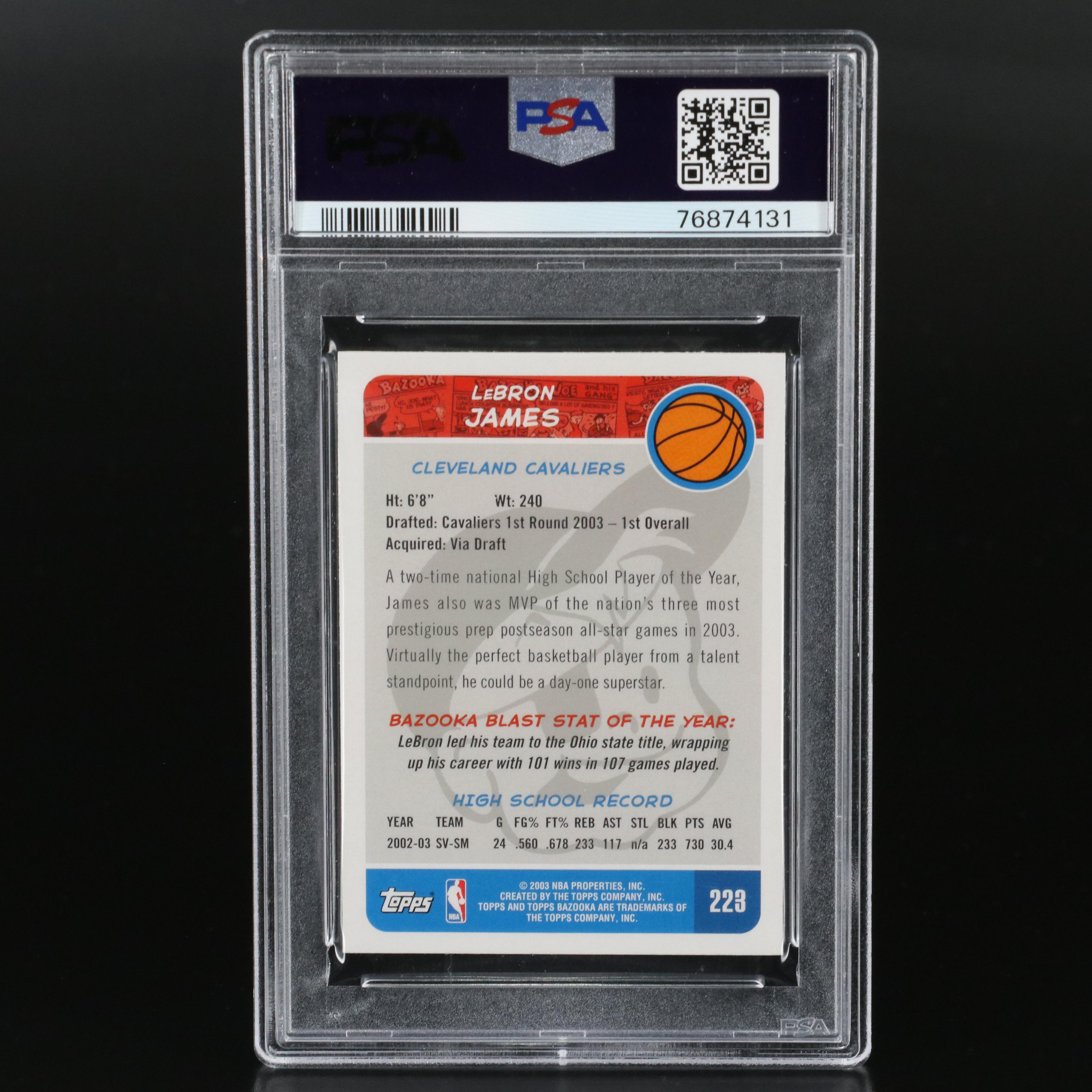 2003 Bazooka LeBron James Mini Rookie Basketball Card Graded PSA 9