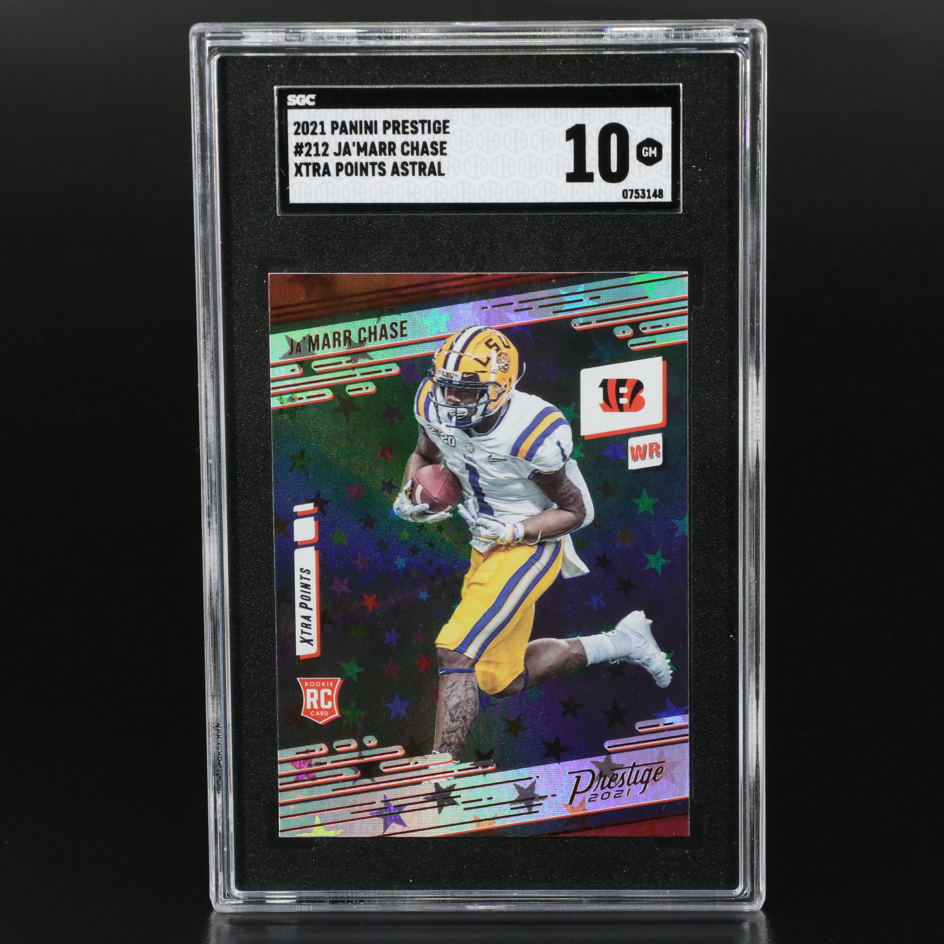 2021 Prestige Ja’Marr Chase Xtra Points Astral Rookie Card Graded SGC 10