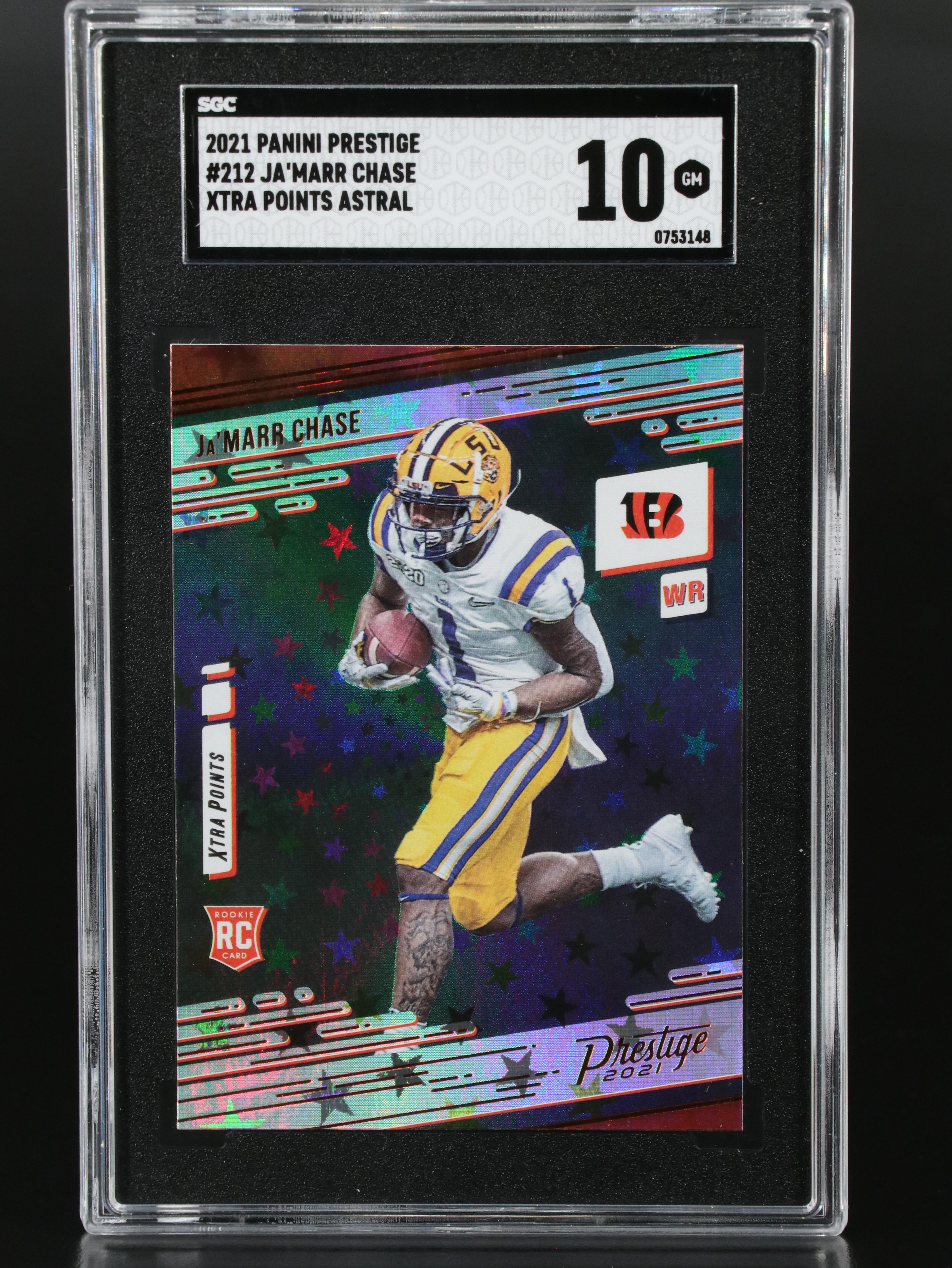 2021 Prestige Ja’Marr Chase Xtra Points Astral Rookie Card Graded SGC 10