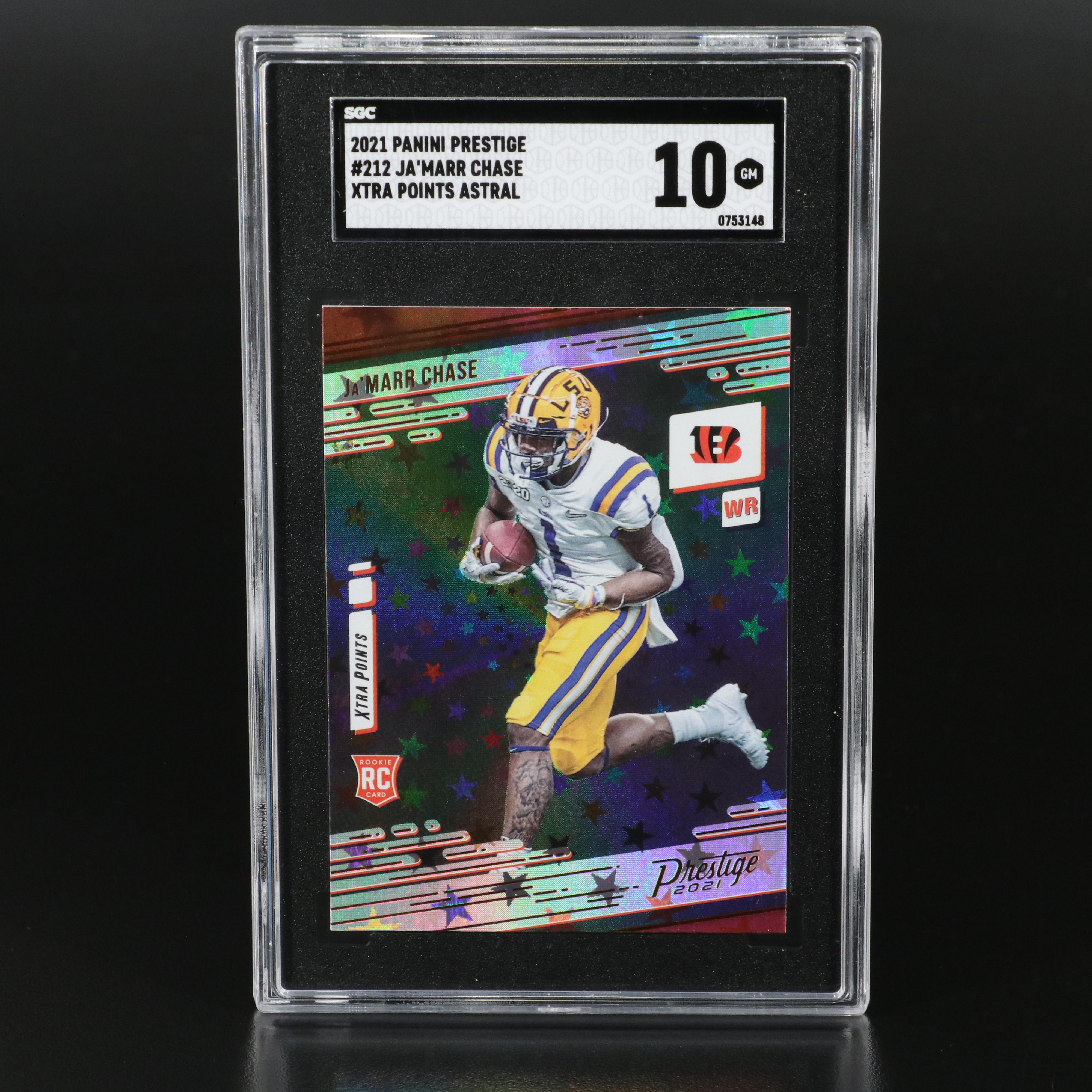 2021 Prestige Ja’Marr Chase Xtra Points Astral Rookie Card Graded SGC 10