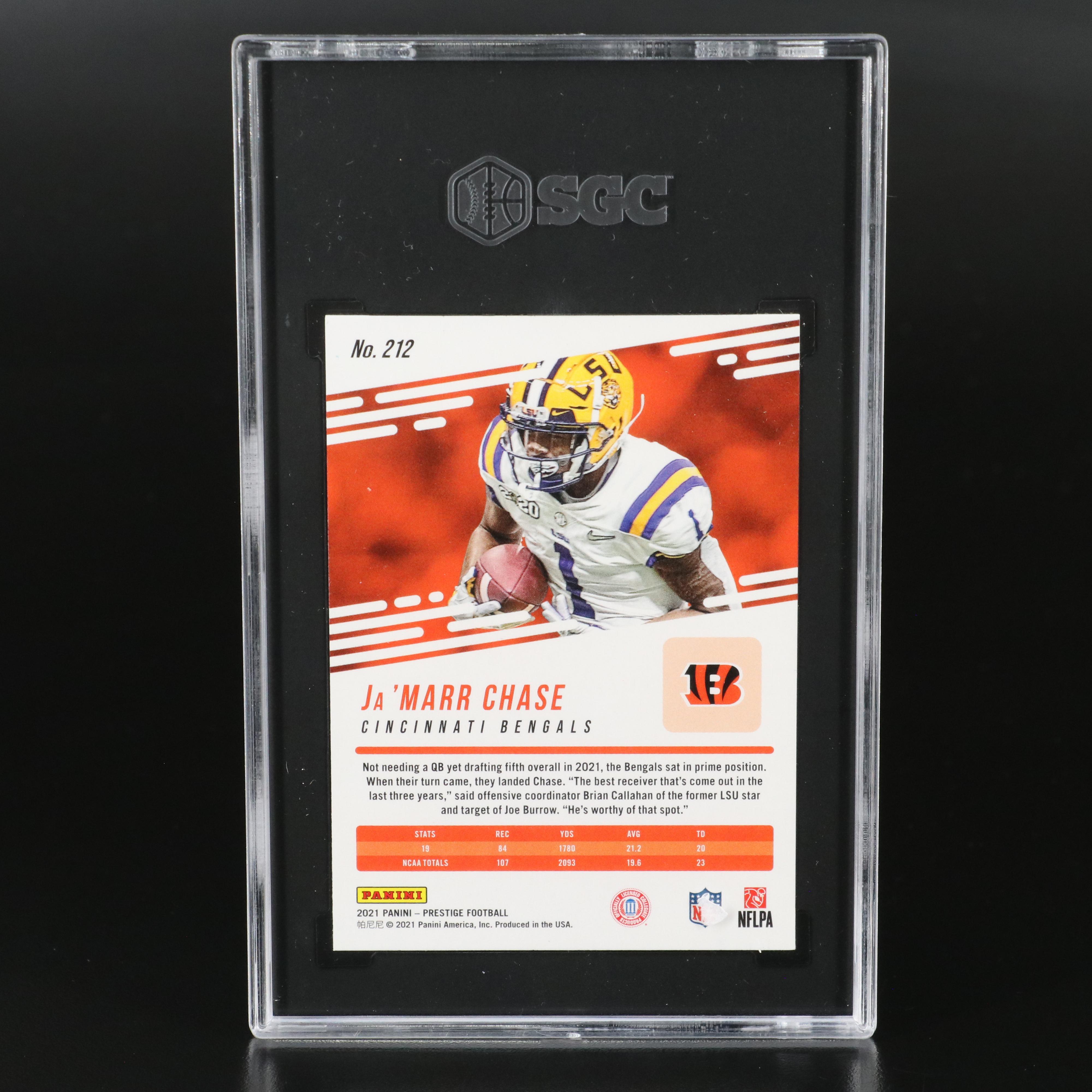 2021 Prestige Ja’Marr Chase Xtra Points Astral Rookie Card Graded SGC 10