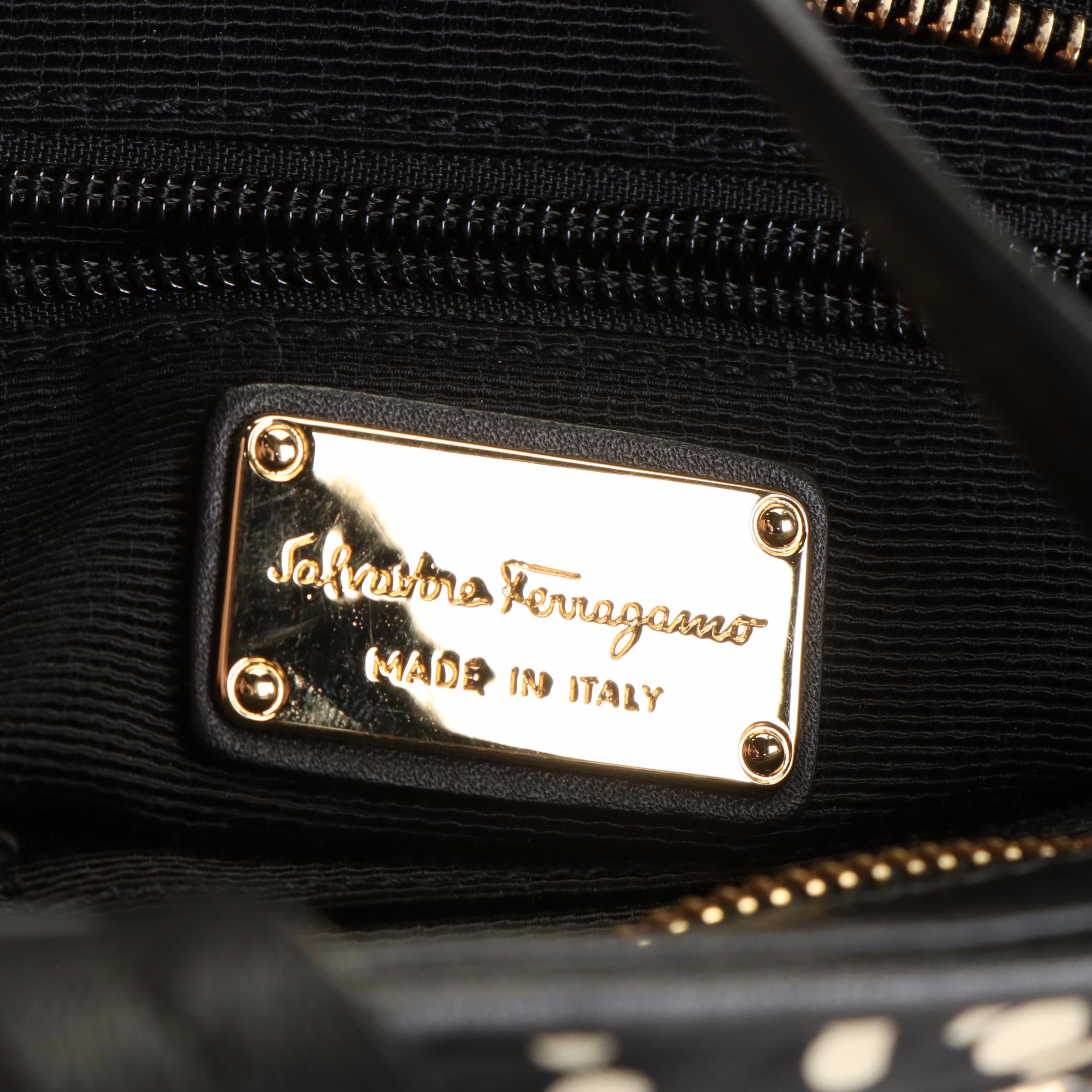 Salvatore Ferragamo Gancini Leopard Print Tote Bag in Nylon and Leather