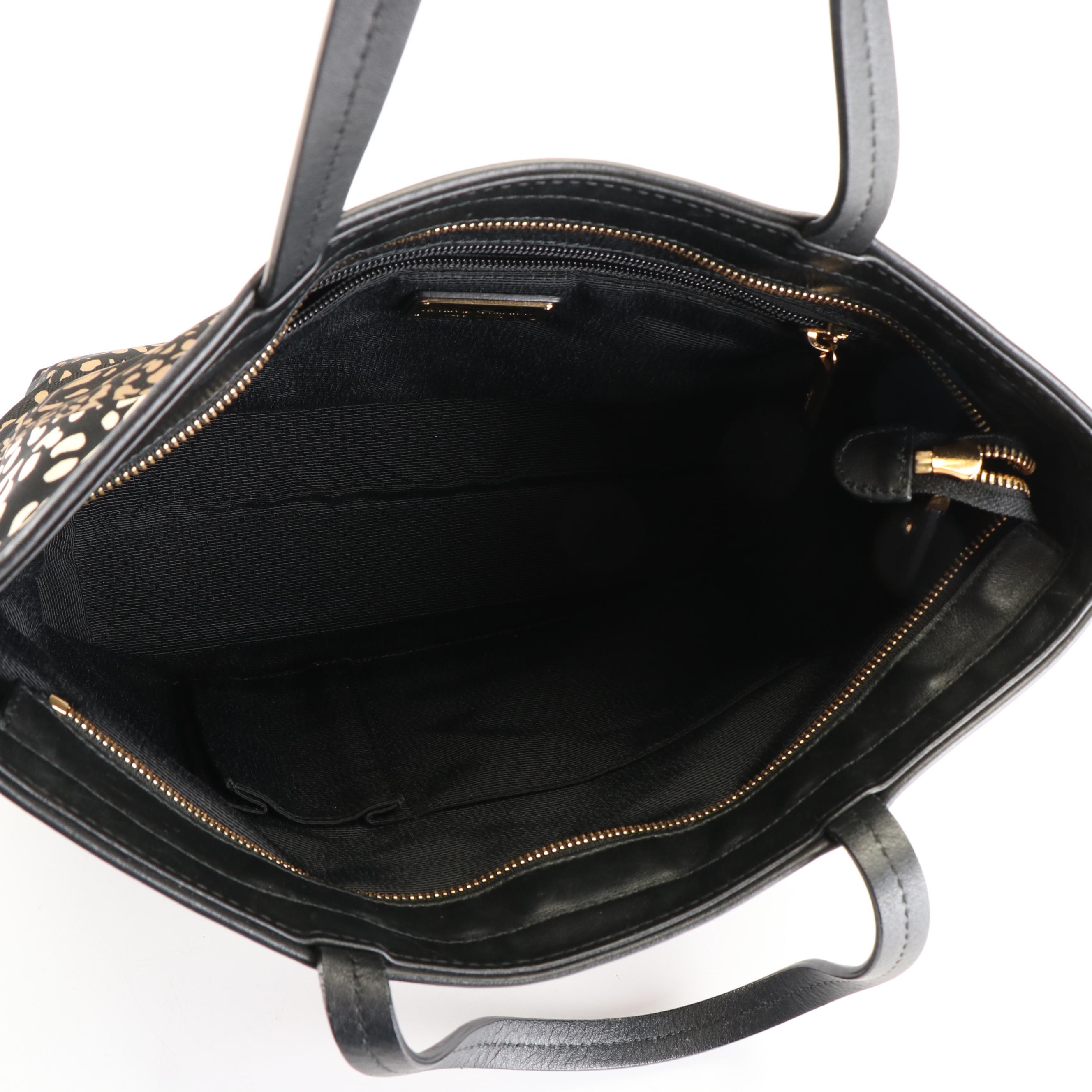Salvatore Ferragamo Gancini Leopard Print Tote Bag in Nylon and Leather