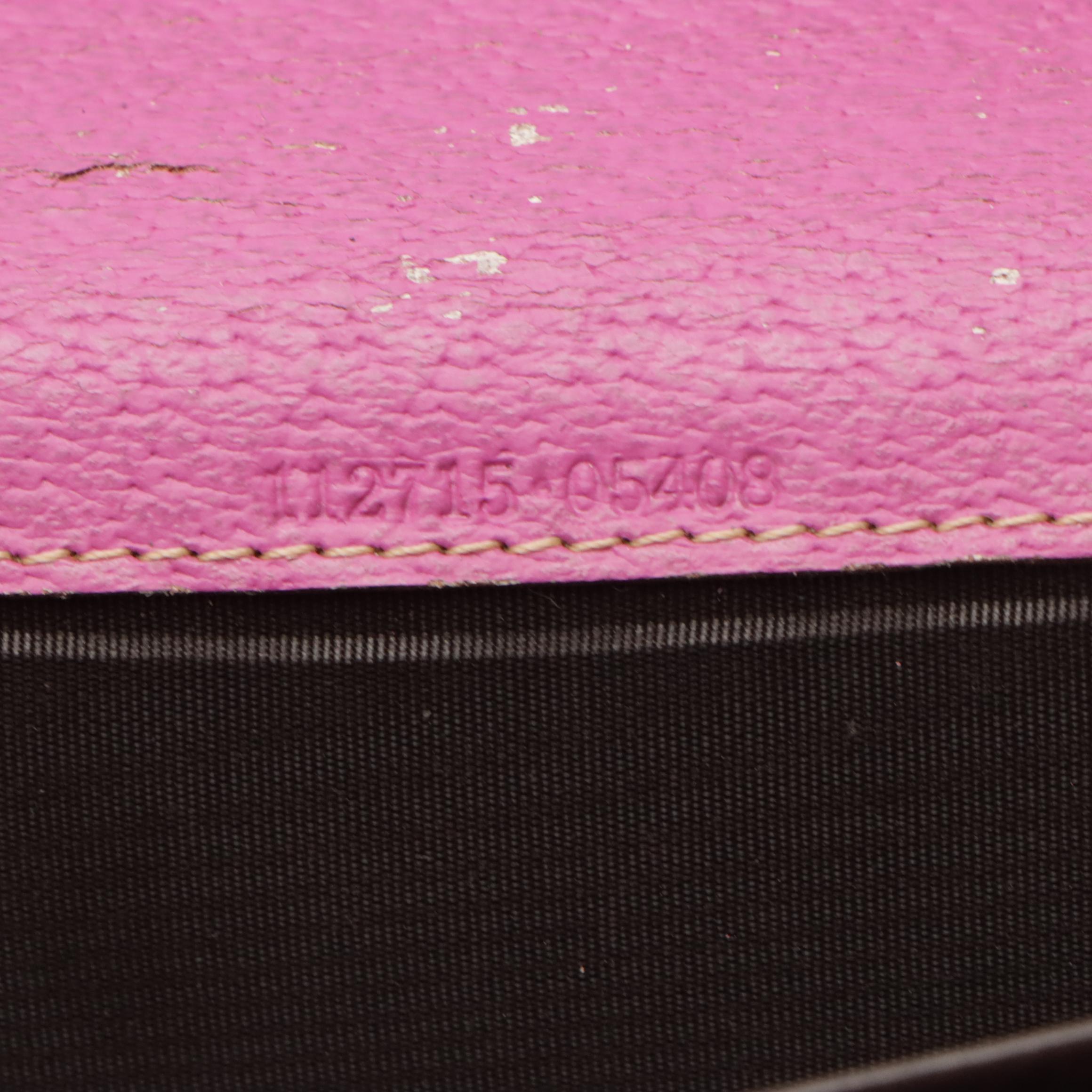 Gucci Continental Wallet in Brown Monogram Canvas and Pink Leather Trim