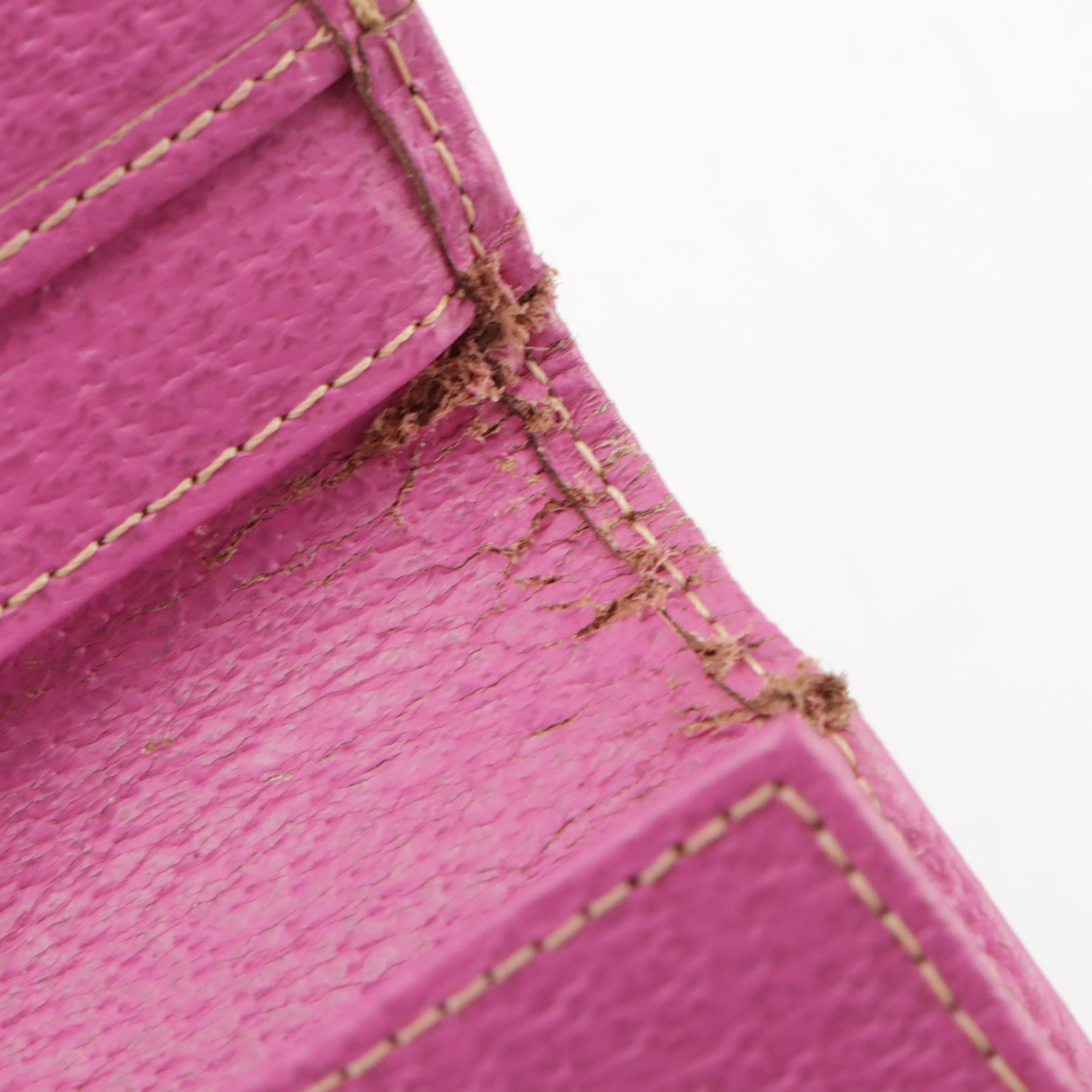 Gucci Continental Wallet in Brown Monogram Canvas and Pink Leather Trim