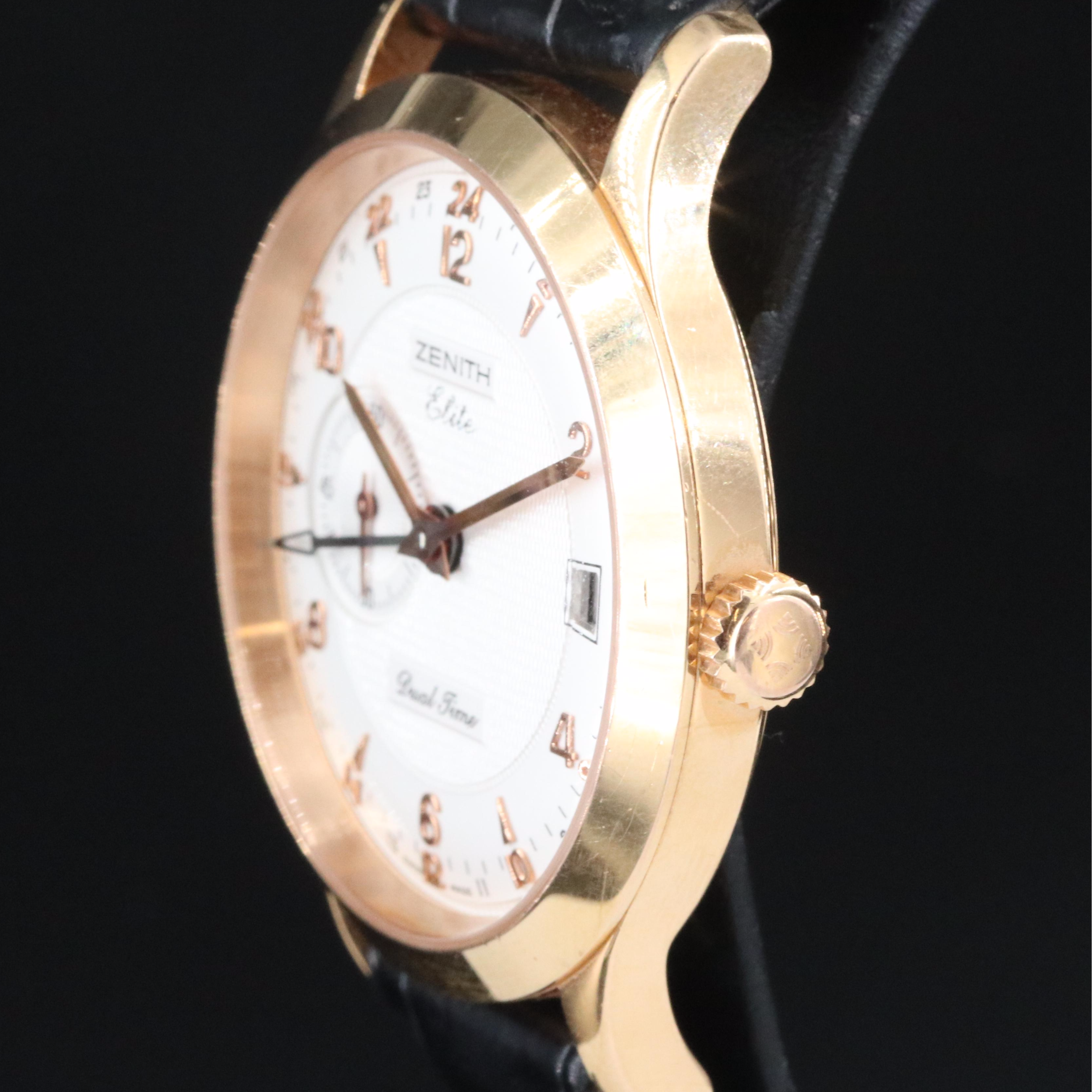 Zenith Class Elite Dual Time 18.1125.682 39mm 18K Gold Automatic Watch