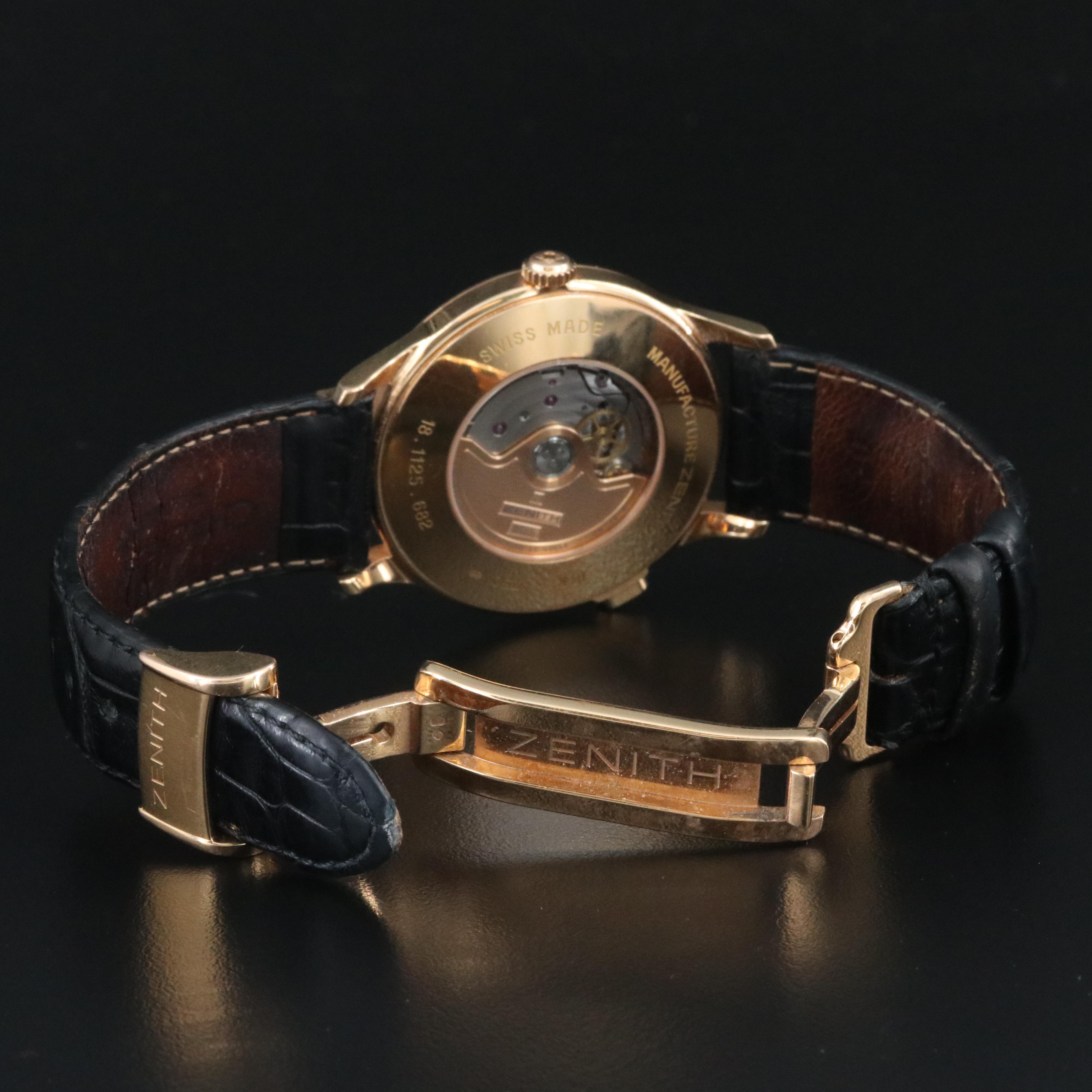 Zenith Class Elite Dual Time 18.1125.682 39mm 18K Gold Automatic Watch