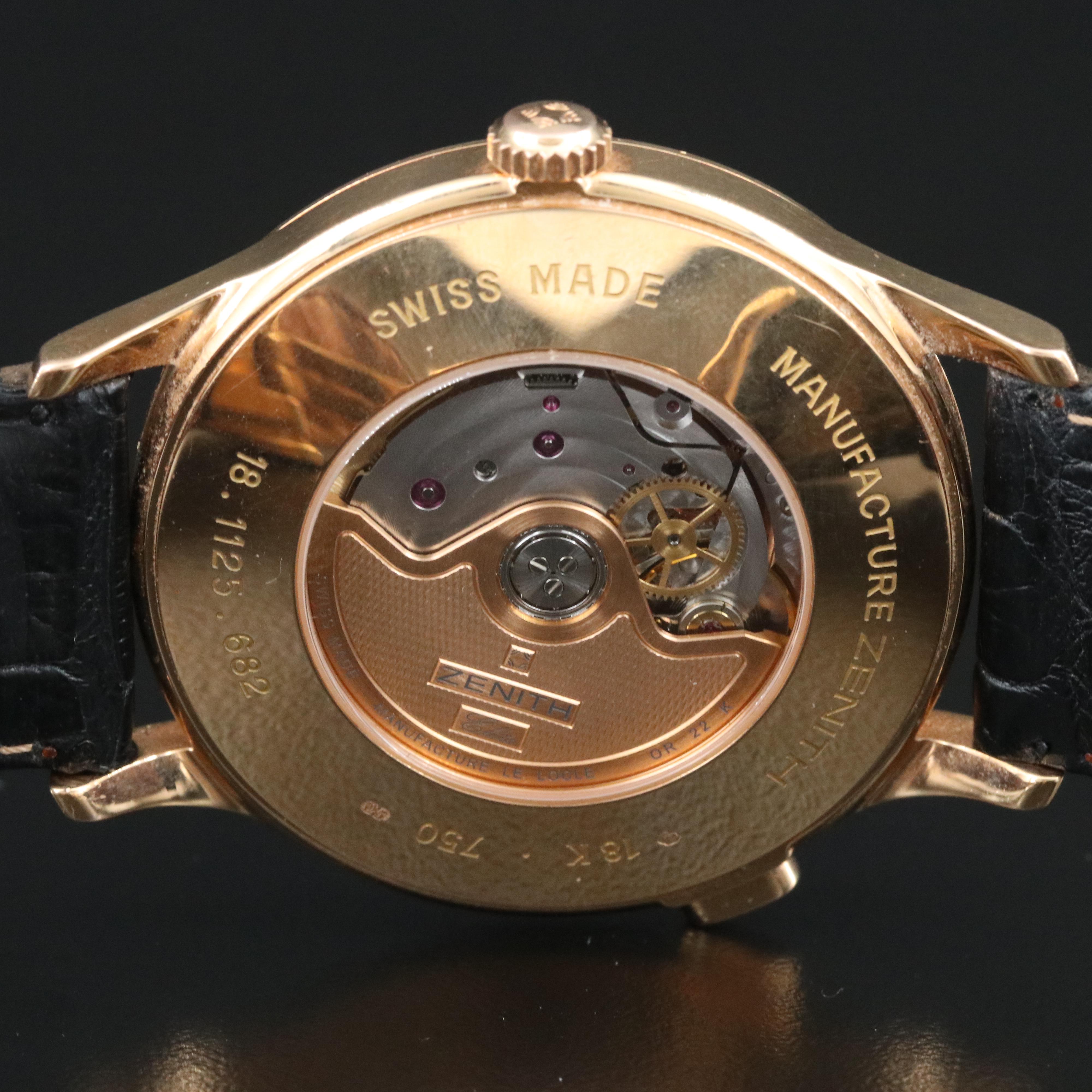 Zenith Class Elite Dual Time 18.1125.682 39mm 18K Gold Automatic Watch