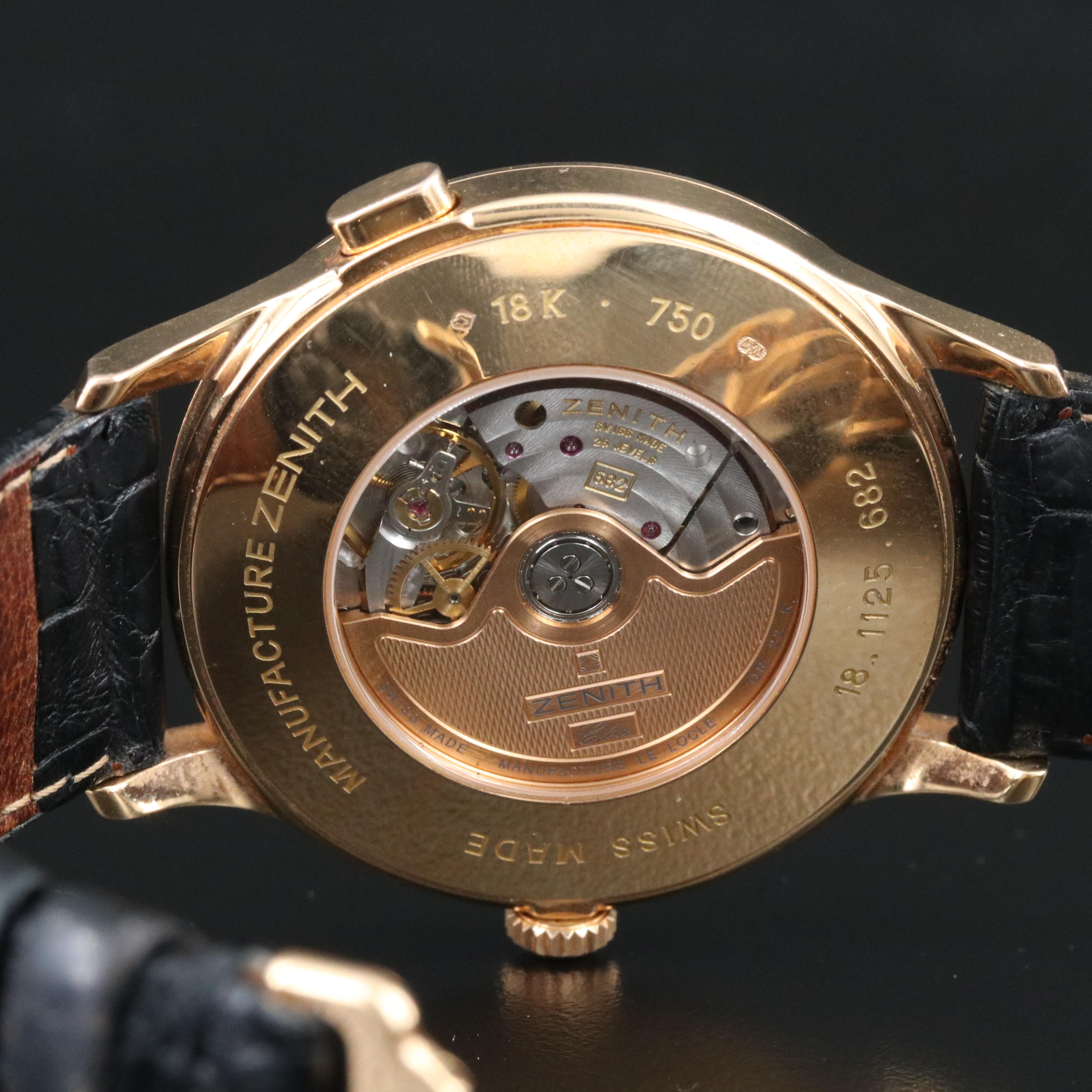 Zenith Class Elite Dual Time 18.1125.682 39mm 18K Gold Automatic Watch
