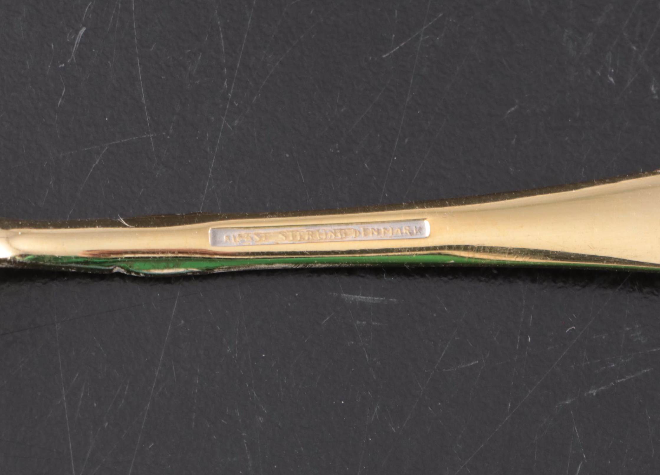 Frigast of Denmark Sterling Silver and Guilloché Enamel Demitasse Spoons