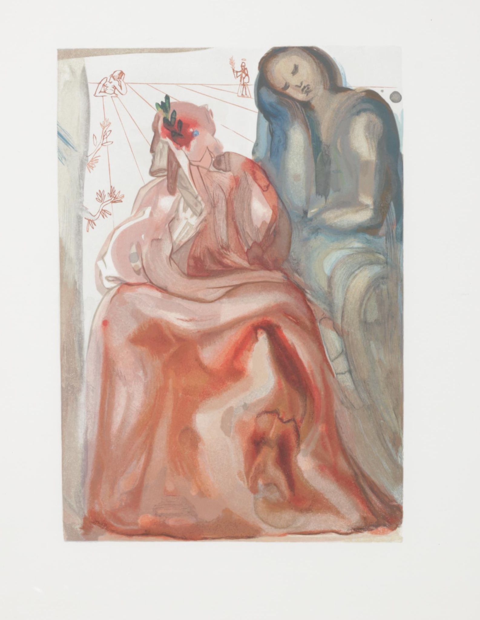 Salvador Dalí Wood Engraving "La Confession de Dante," 1960 -1964