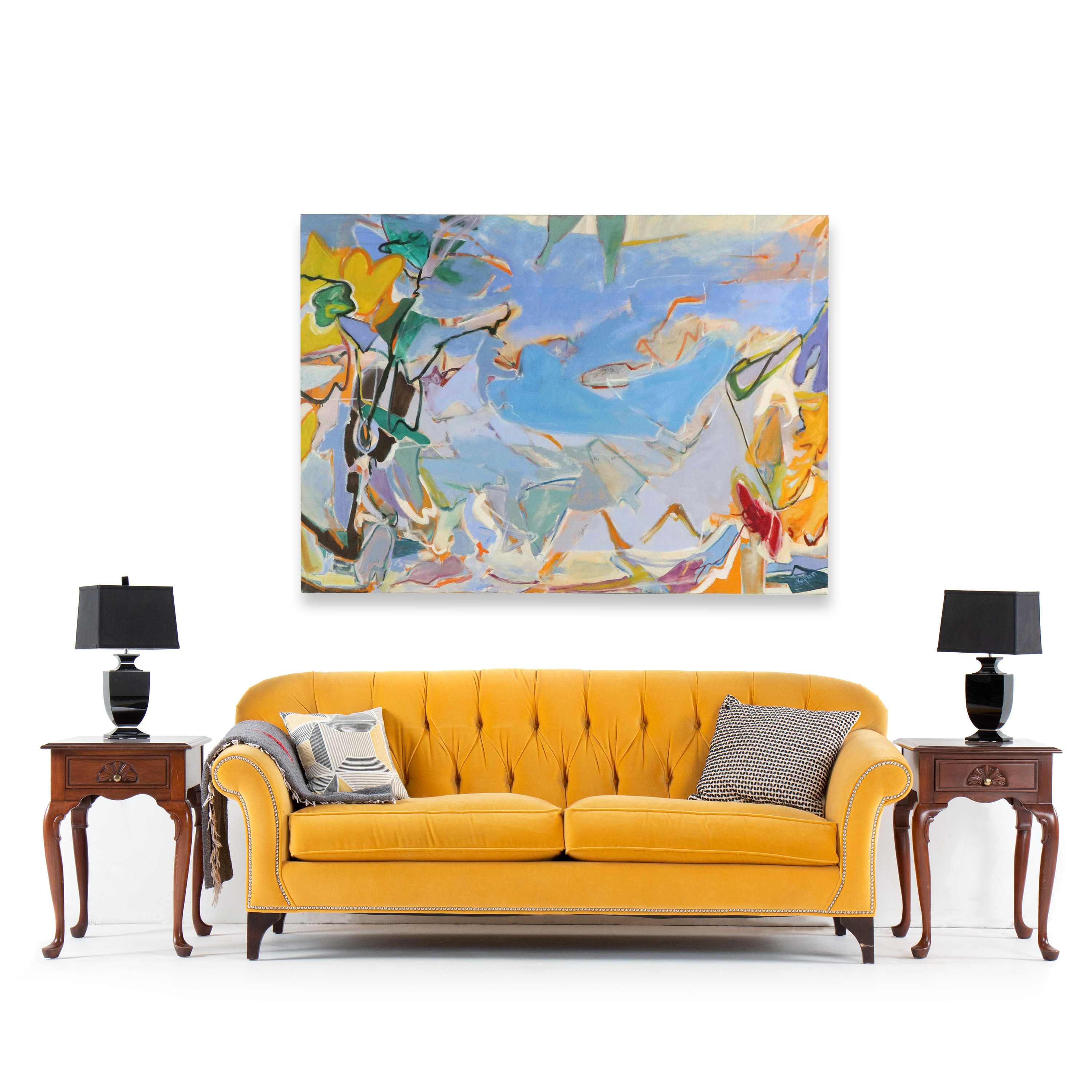 Zena Kaplan Large-Scale Abstract Landscape Acrylic Painting "The Island"