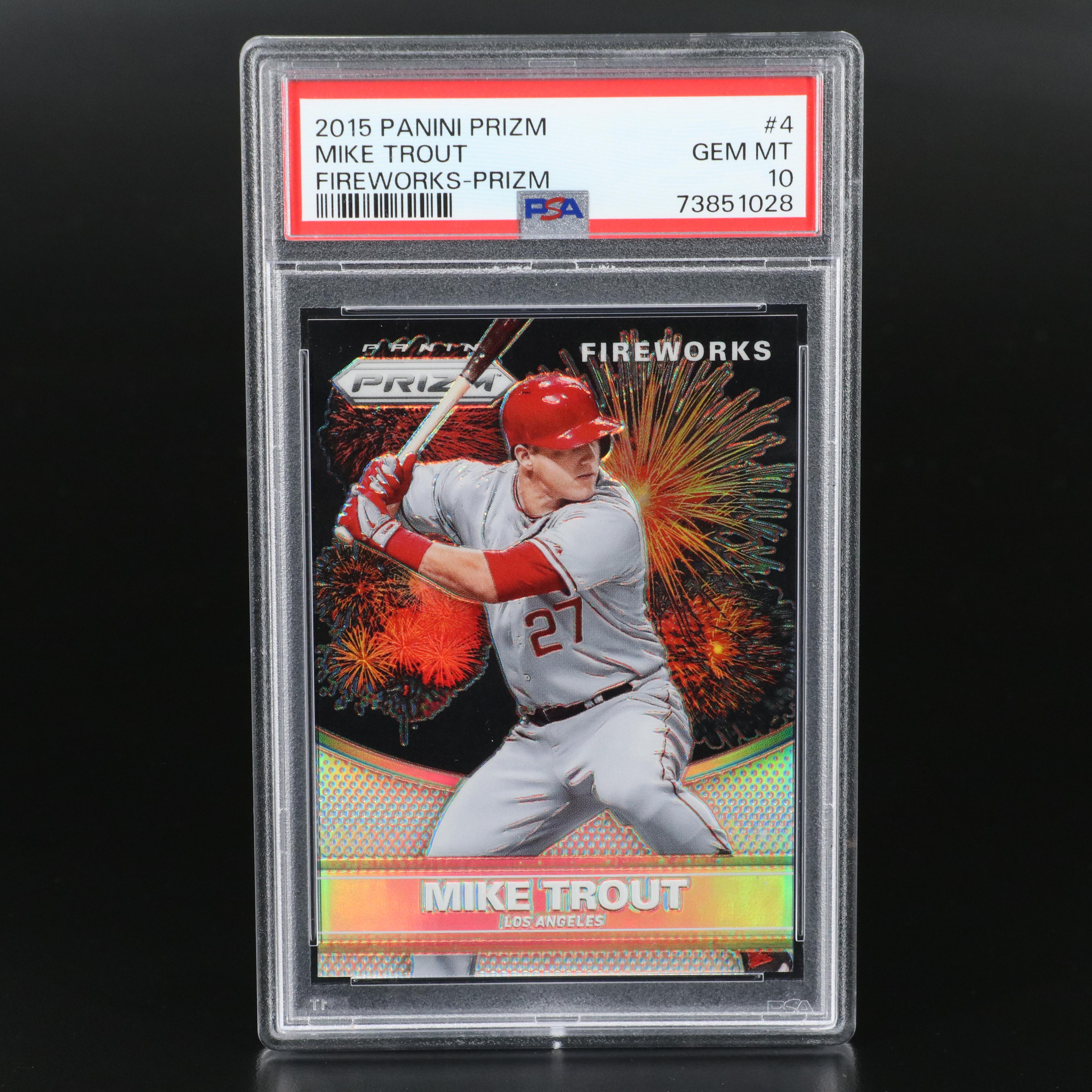 2015 Panini Prizm Mike Trout Fireworks Prizm Baseball Card Graded PSA 10