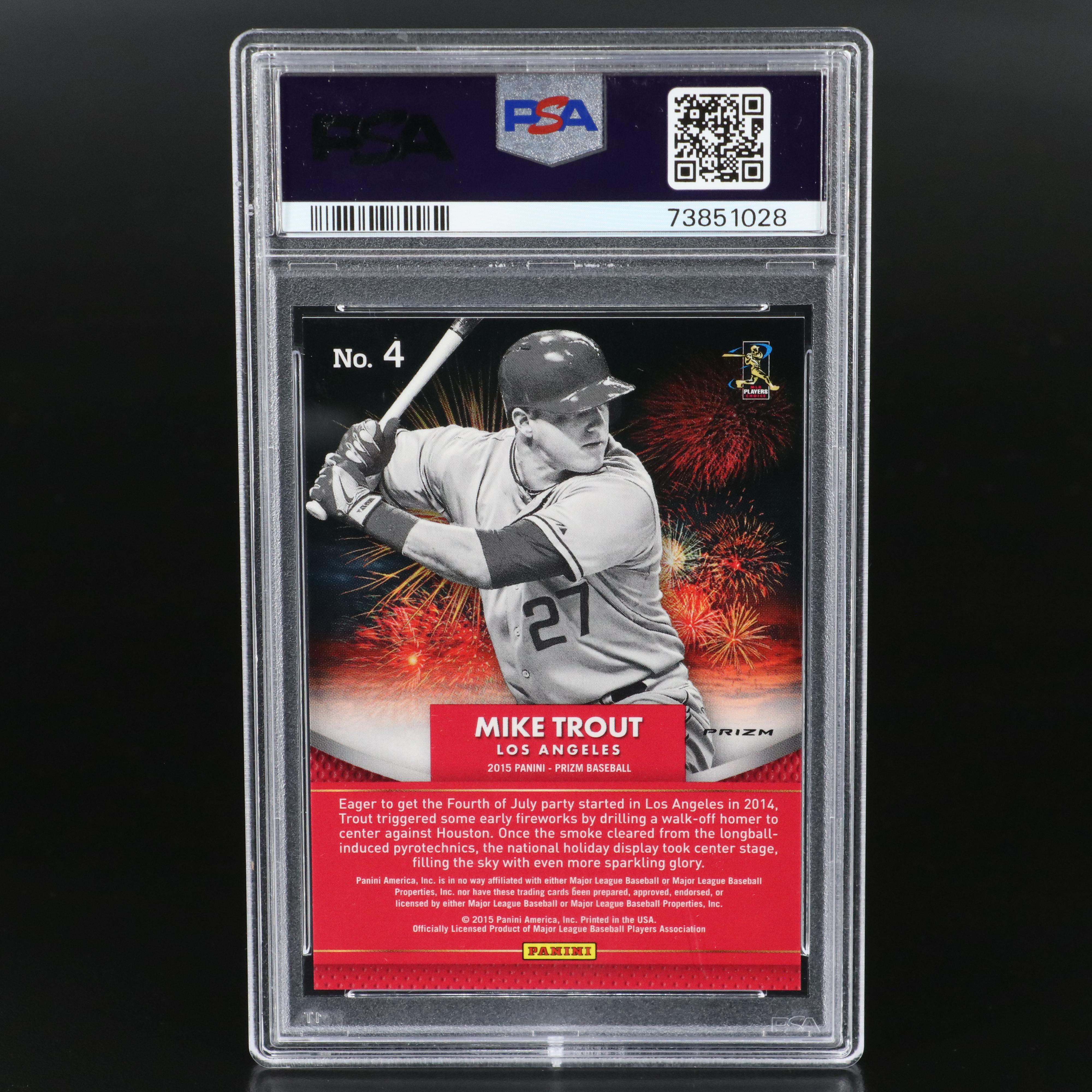 2015 Panini Prizm Mike Trout Fireworks Prizm Baseball Card Graded PSA 10