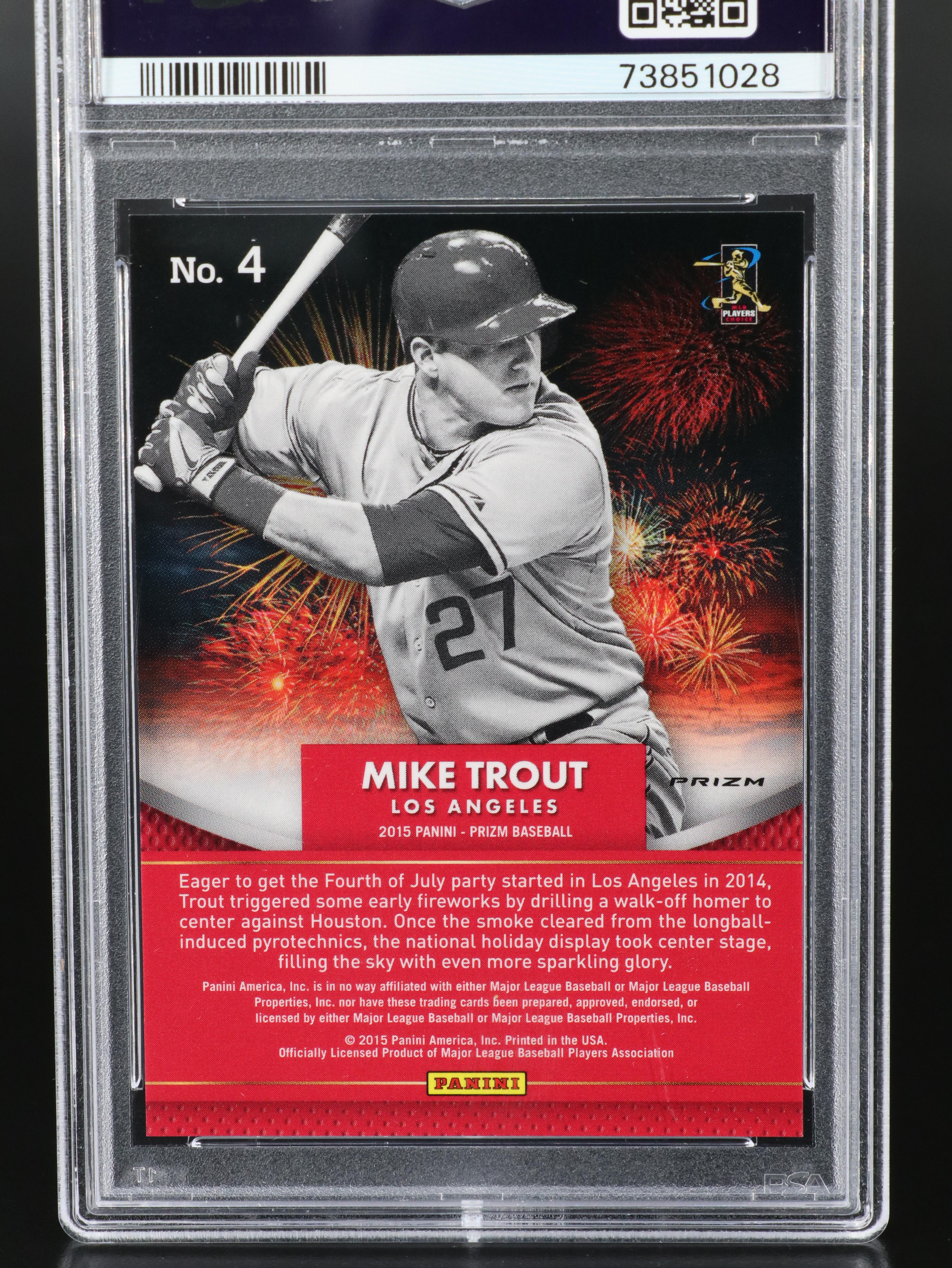2015 Panini Prizm Mike Trout Fireworks Prizm Baseball Card Graded PSA 10