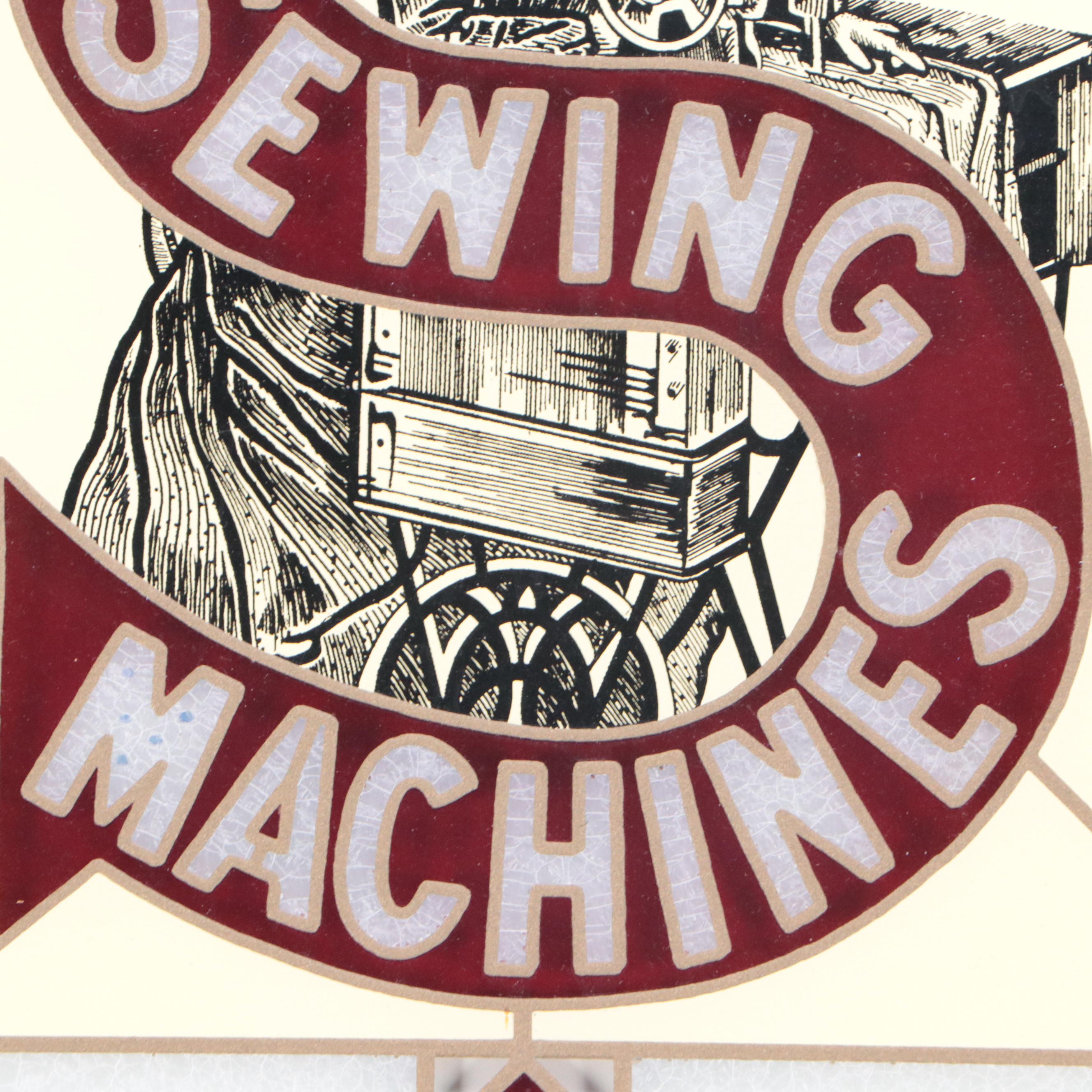 Singer Sewing Machines Stained Glass Sign, Mid-20th Century