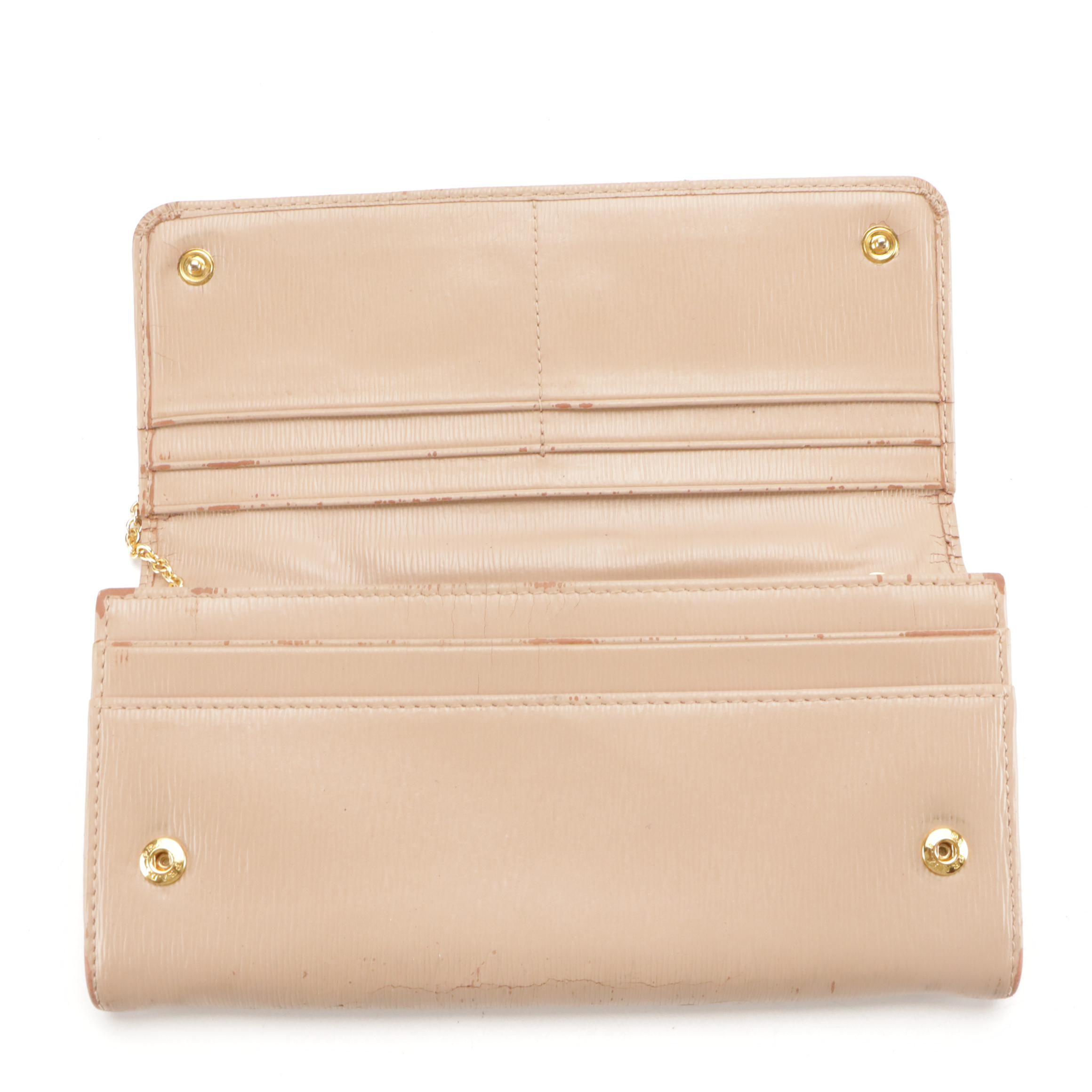 Prada Textured Leather Continental Flap Wallet with Photo/Card Holder