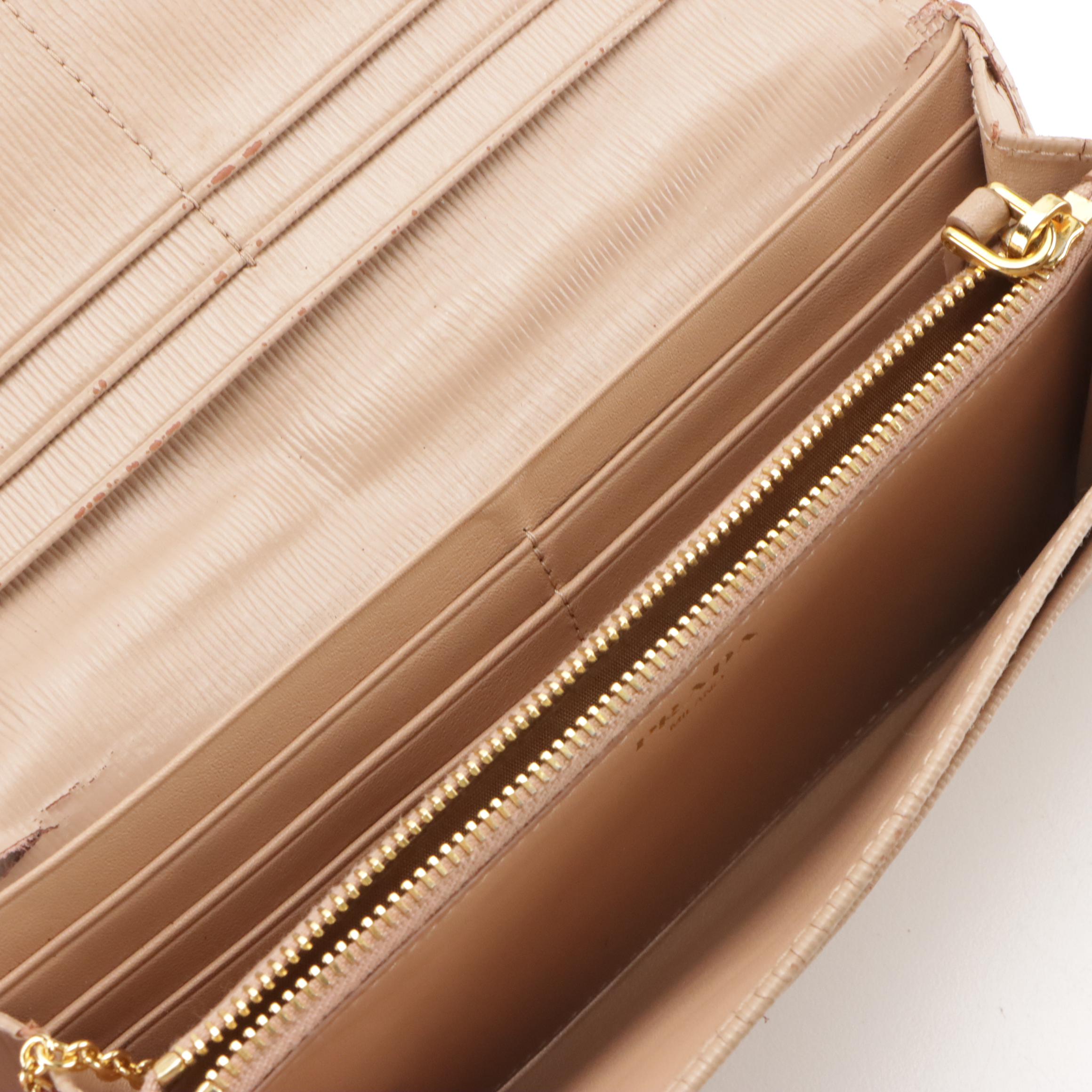 Prada Textured Leather Continental Flap Wallet with Photo/Card Holder