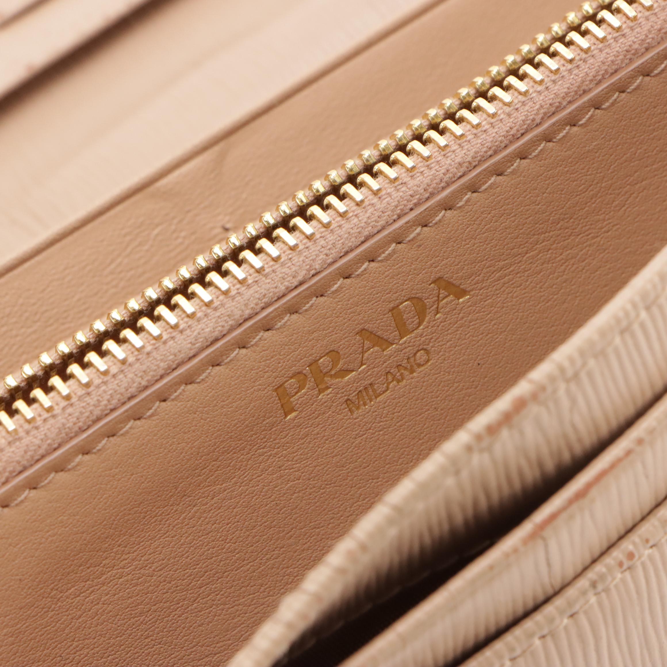 Prada Textured Leather Continental Flap Wallet with Photo/Card Holder