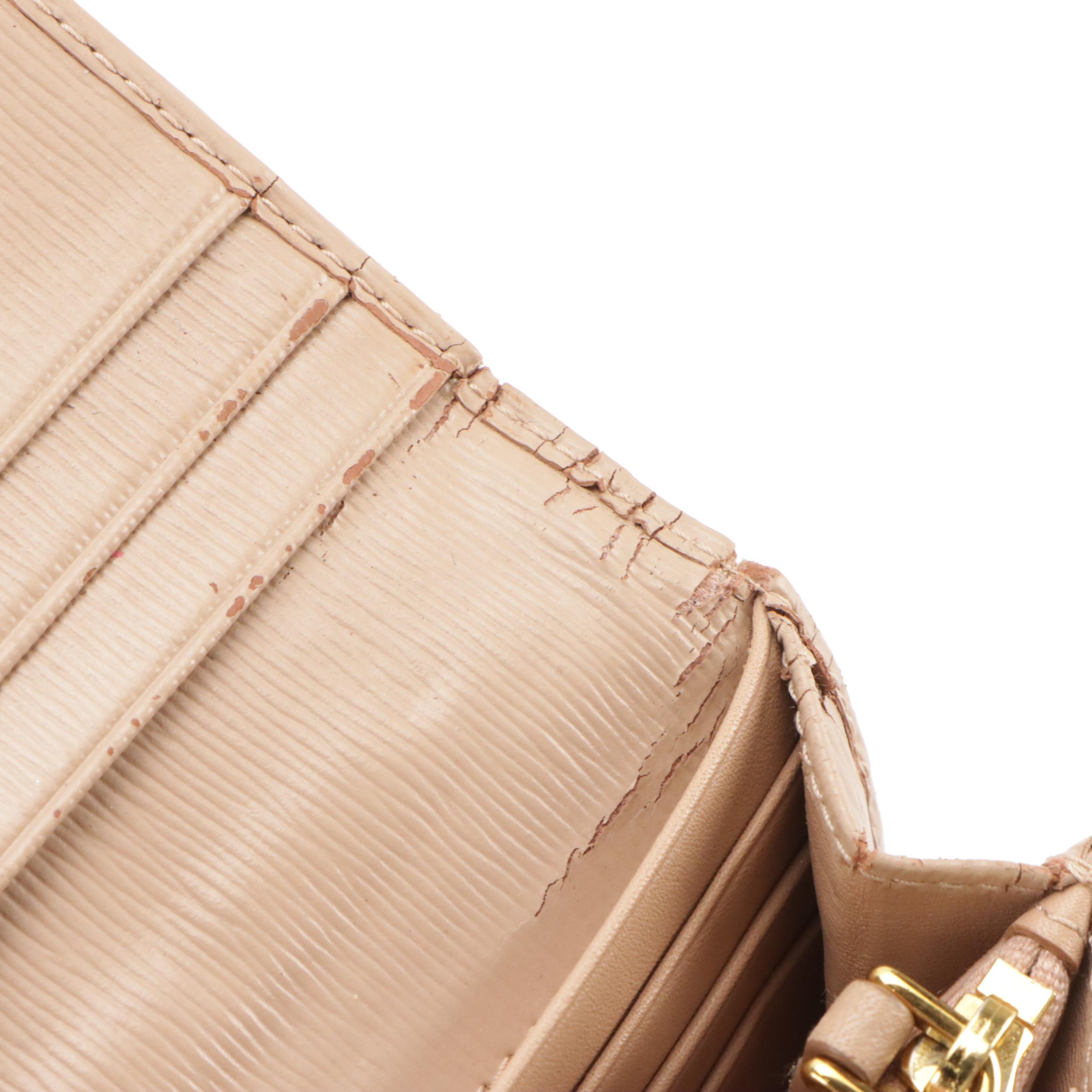 Prada Textured Leather Continental Flap Wallet with Photo/Card Holder