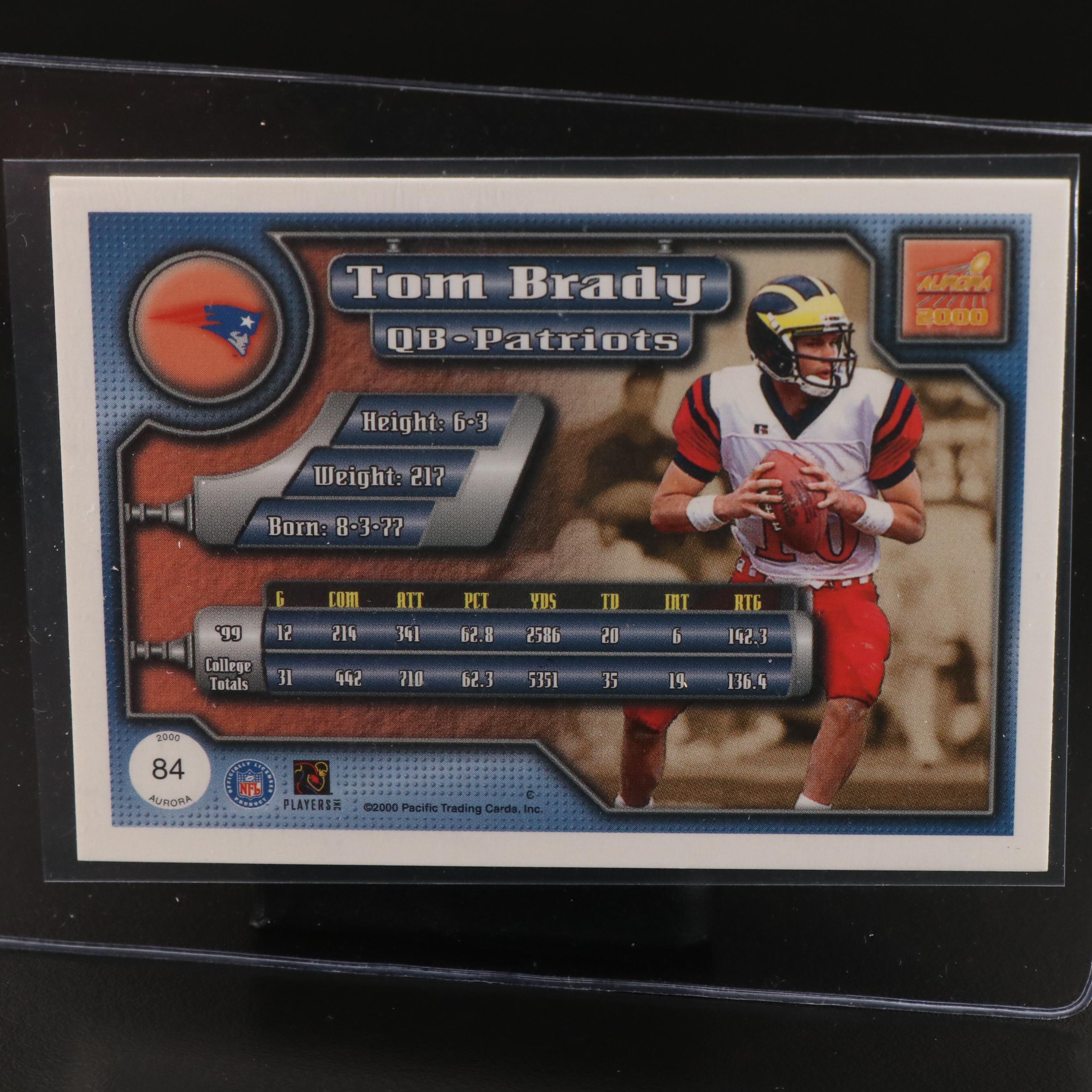 2000 Aurora Tom Brady New England Patriots Rookie Football Card