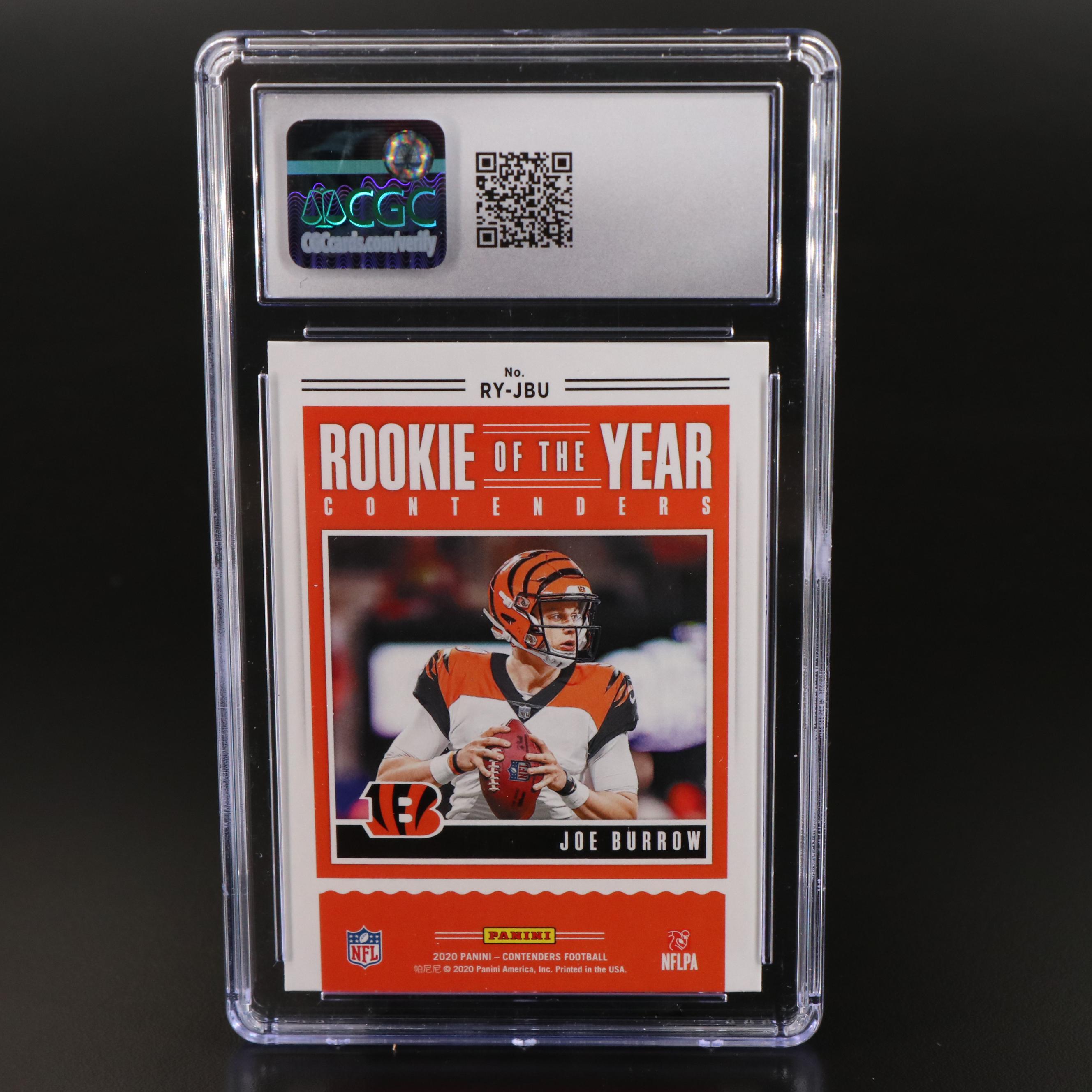 2020 Contenders Joe Burrow Rookie Of The Year Contenders Card Graded CGC 10