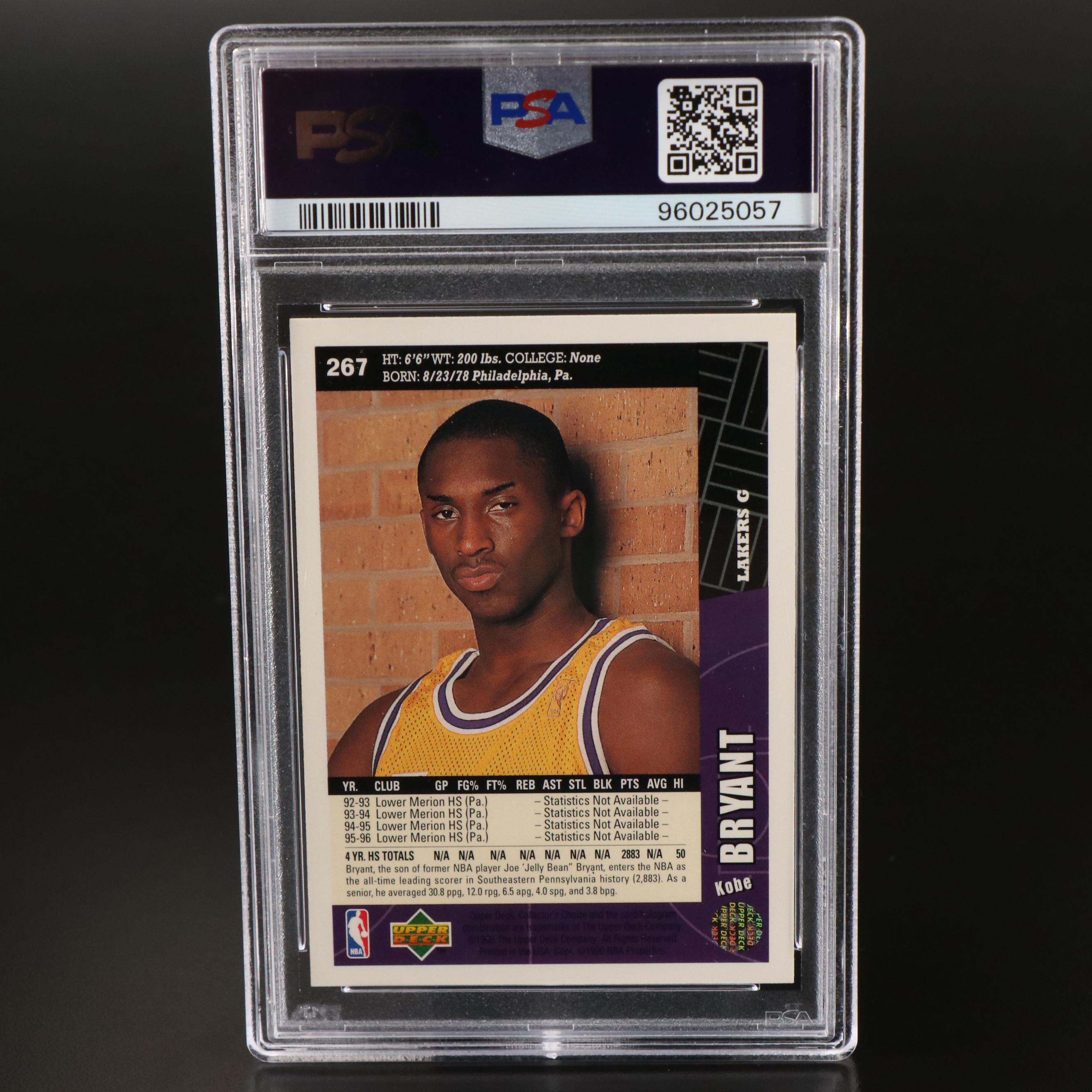 1996 Upper Deck Collector’s Choice Kobe Bryant Rookie Card Graded PSA 9