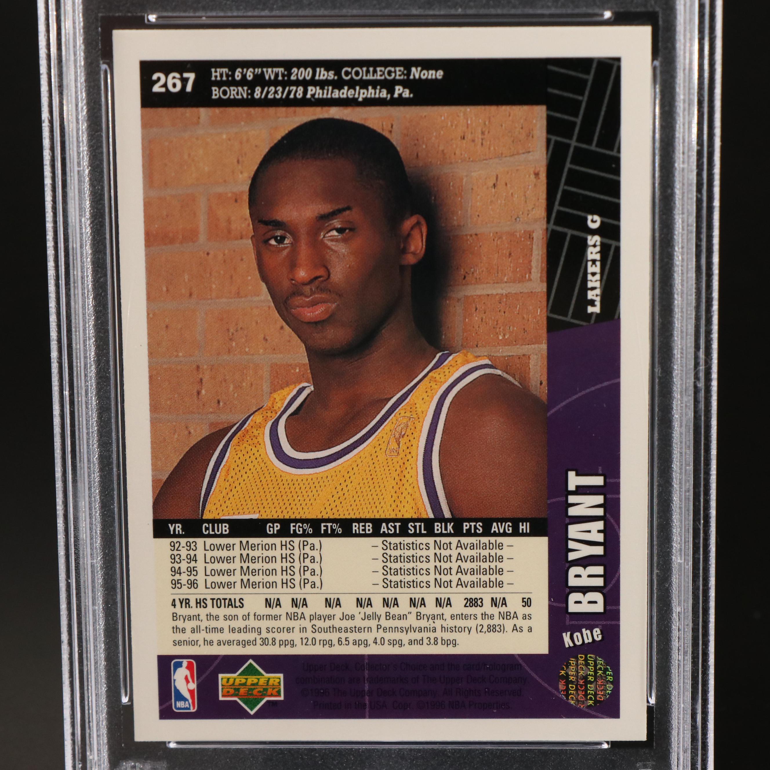 1996 Upper Deck Collector’s Choice Kobe Bryant Rookie Card Graded PSA 9