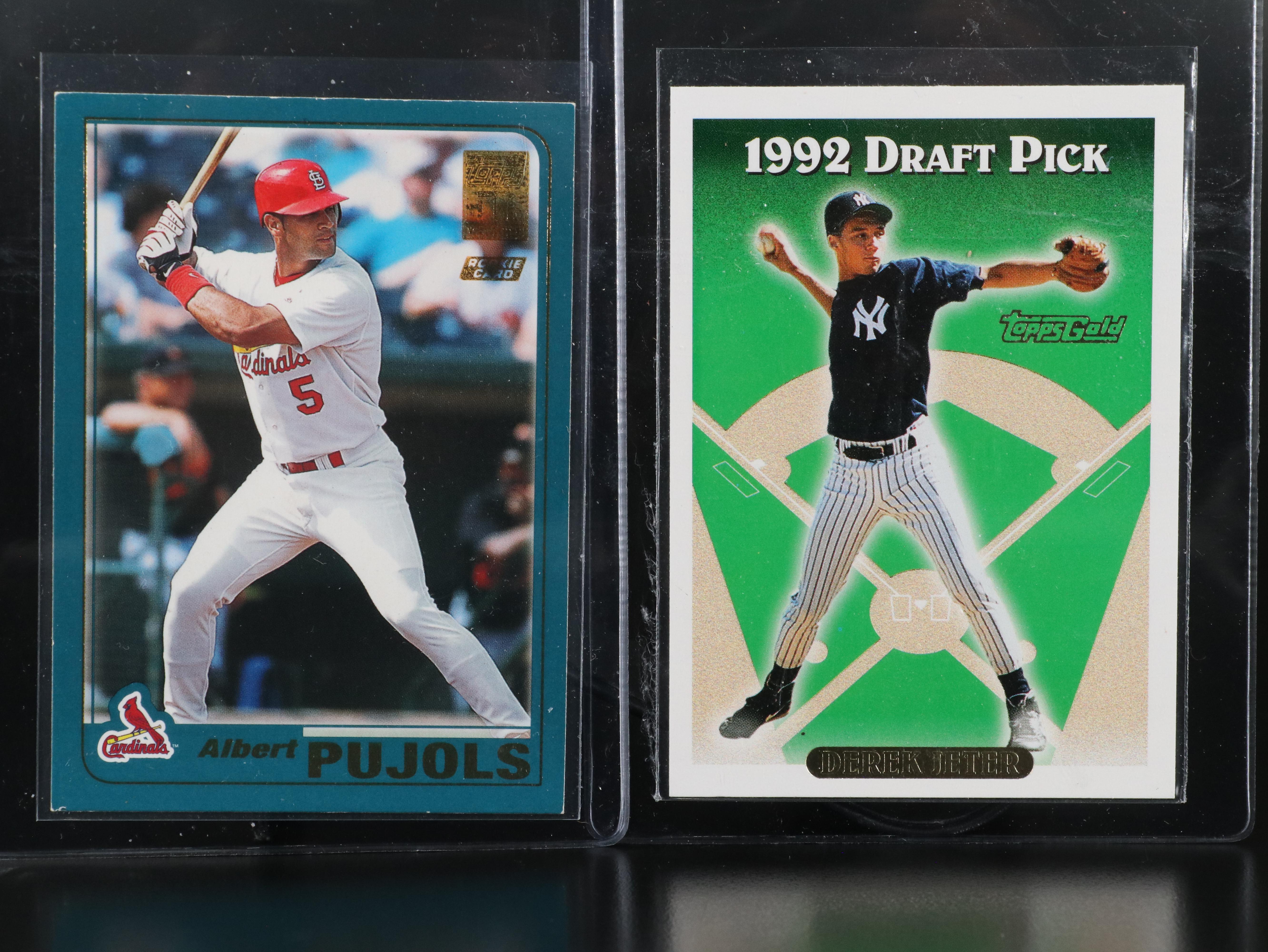 1993 Topps Gold Derek Jeter Rookie Card and 2001 Topps Albert Pujols Rookie Card