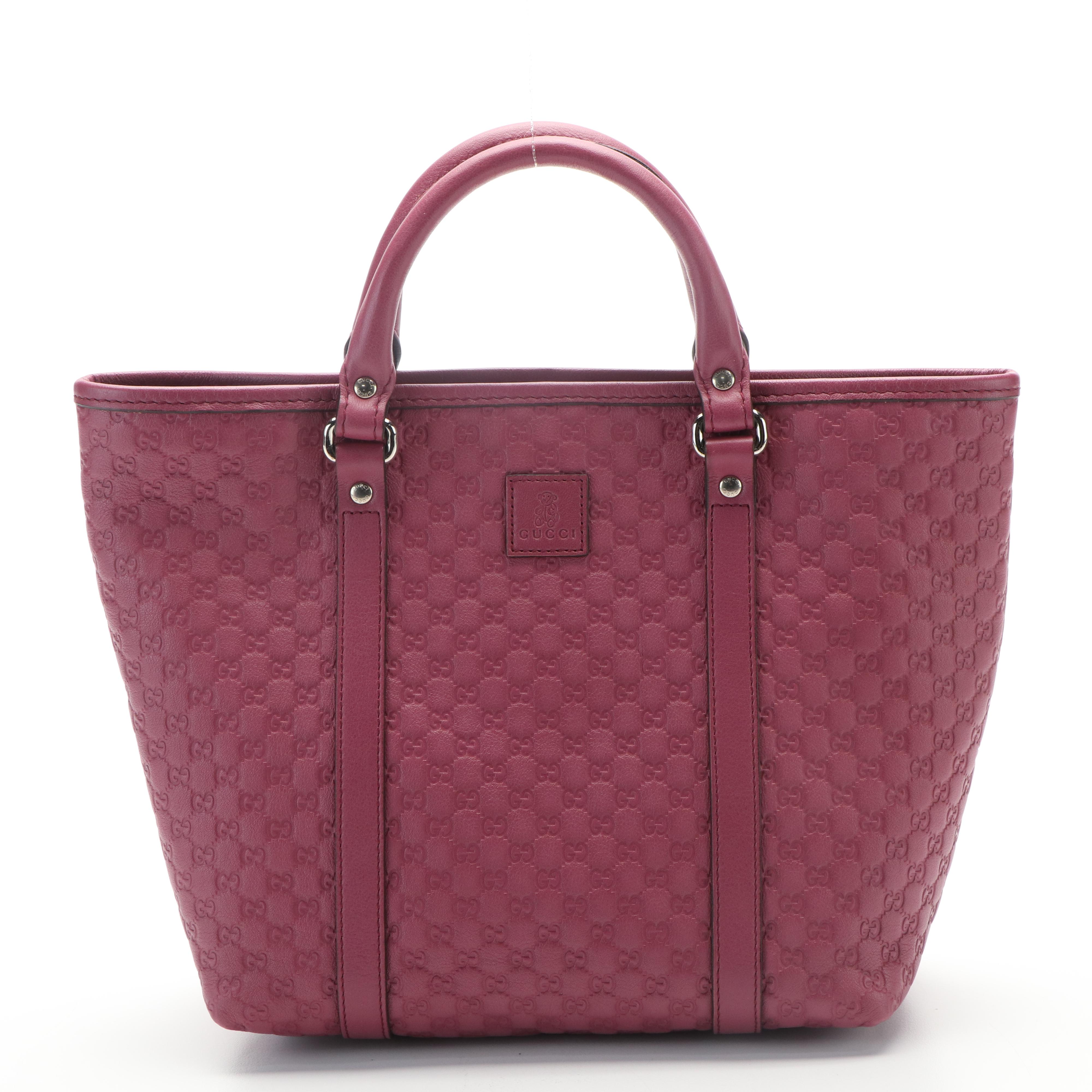 Gucci Kids Line Magenta Microguccissima Leather Mini Top Handle Tote
