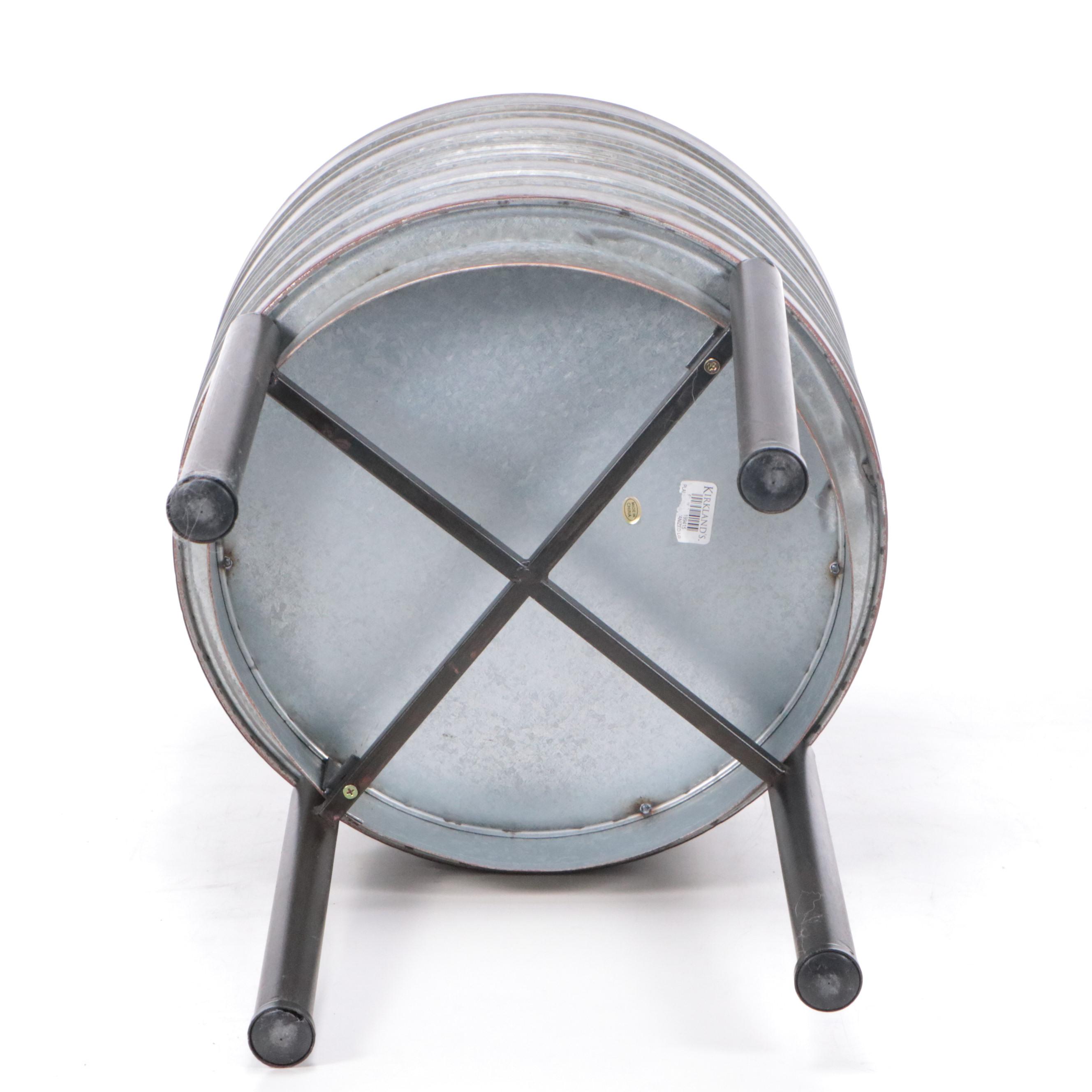 Kirkland's Galvanized Tin Beverage Tub with Other Metal Basket and Bowl