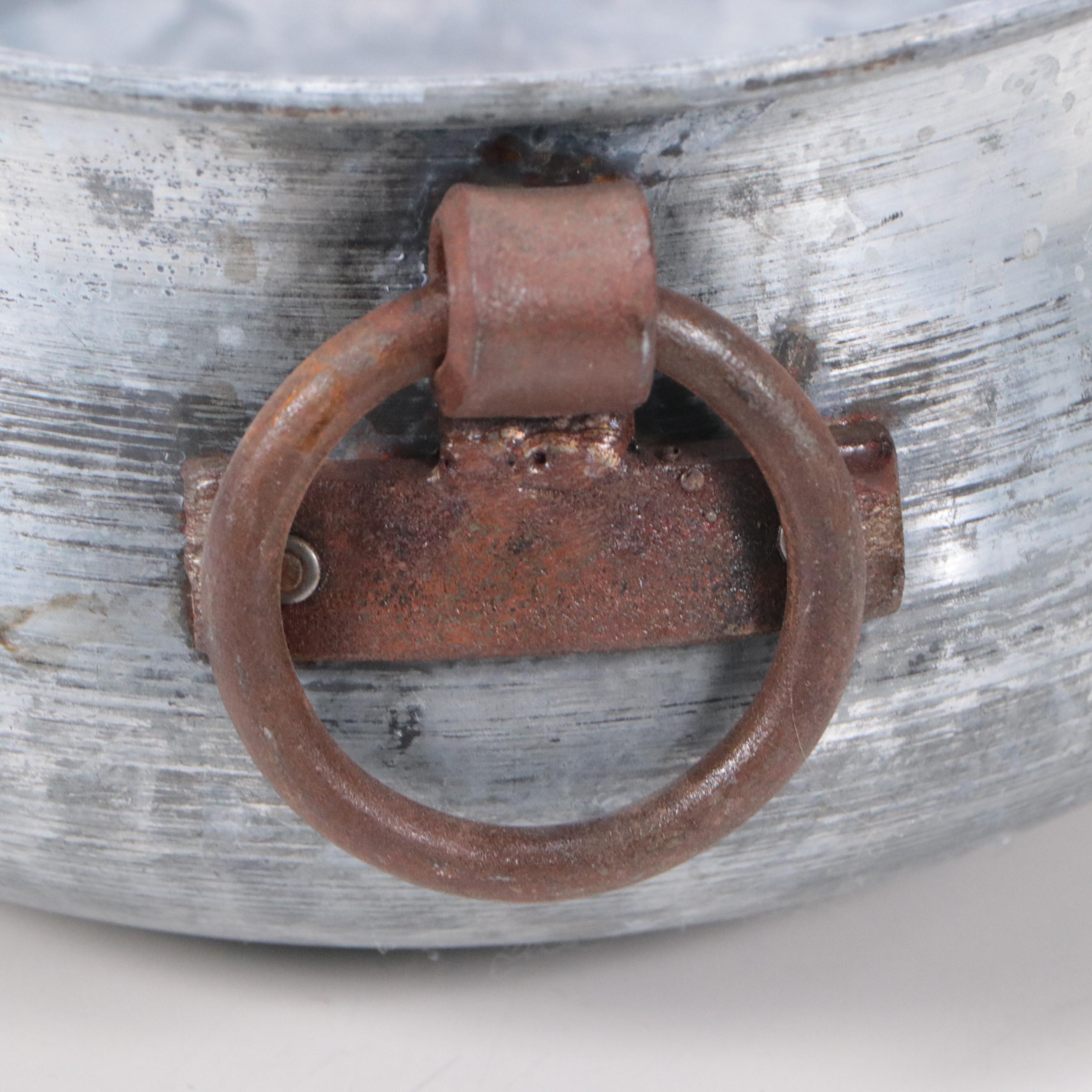 Kirkland's Galvanized Tin Beverage Tub with Other Metal Basket and Bowl