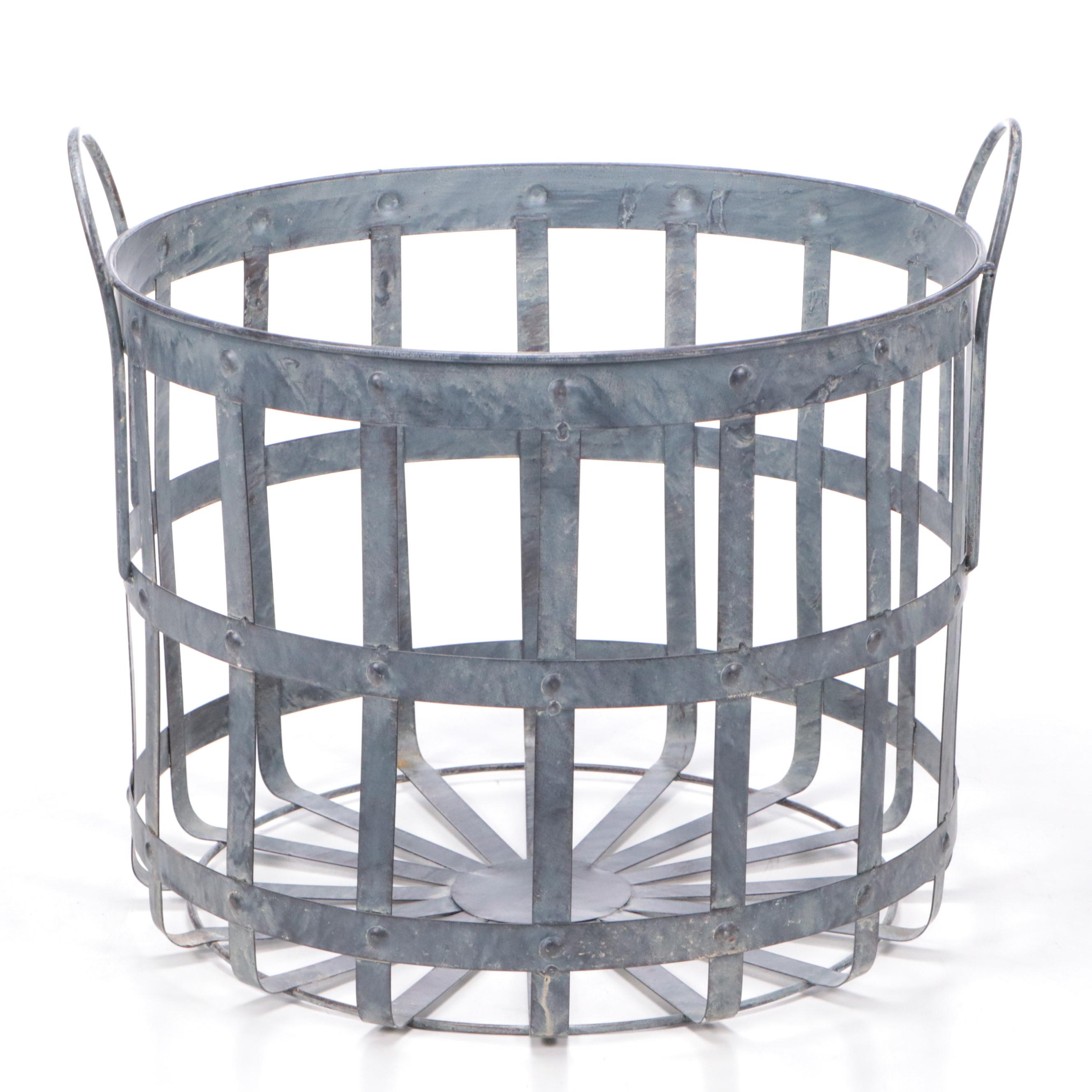 Kirkland's Galvanized Tin Beverage Tub with Other Metal Basket and Bowl