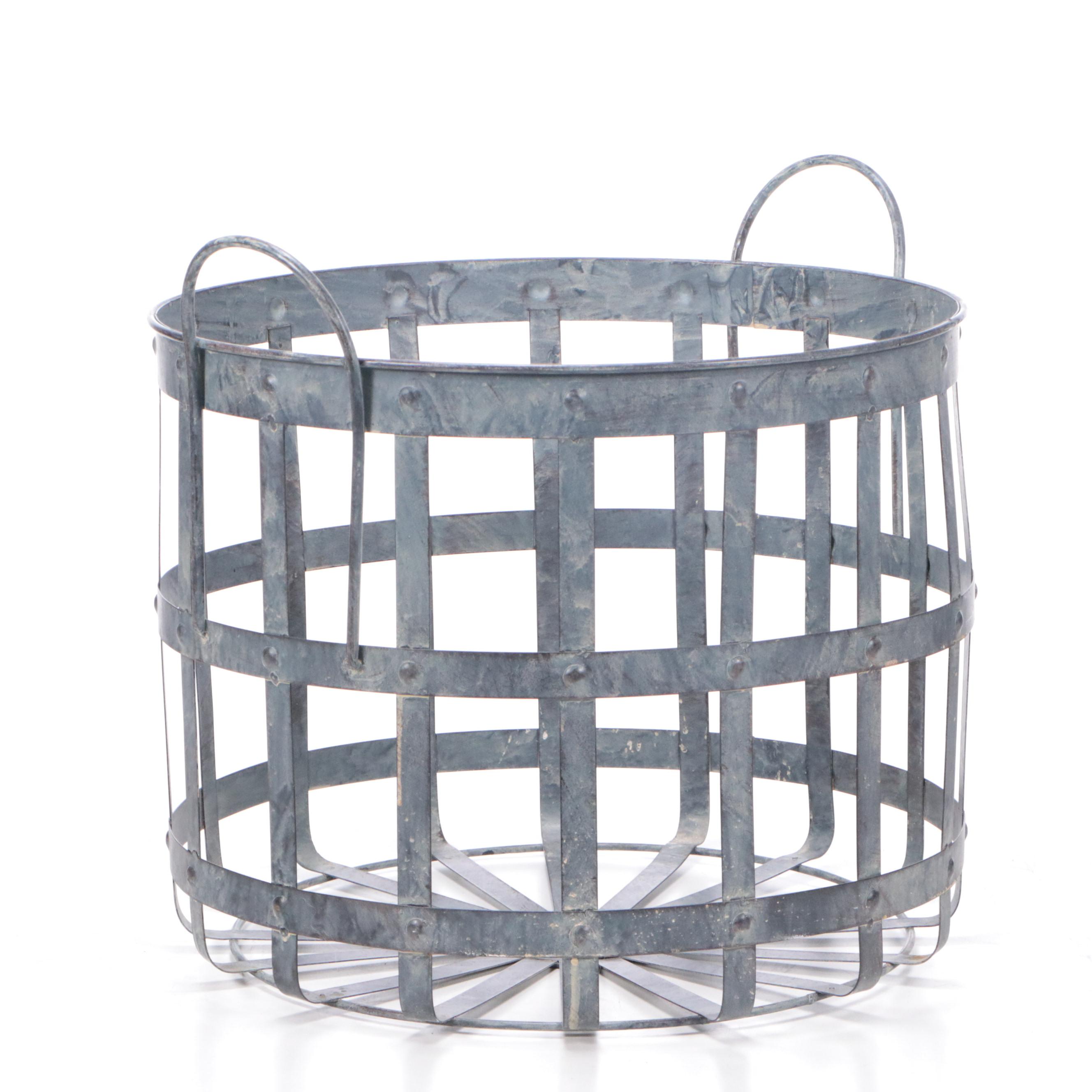 Kirkland's Galvanized Tin Beverage Tub with Other Metal Basket and Bowl