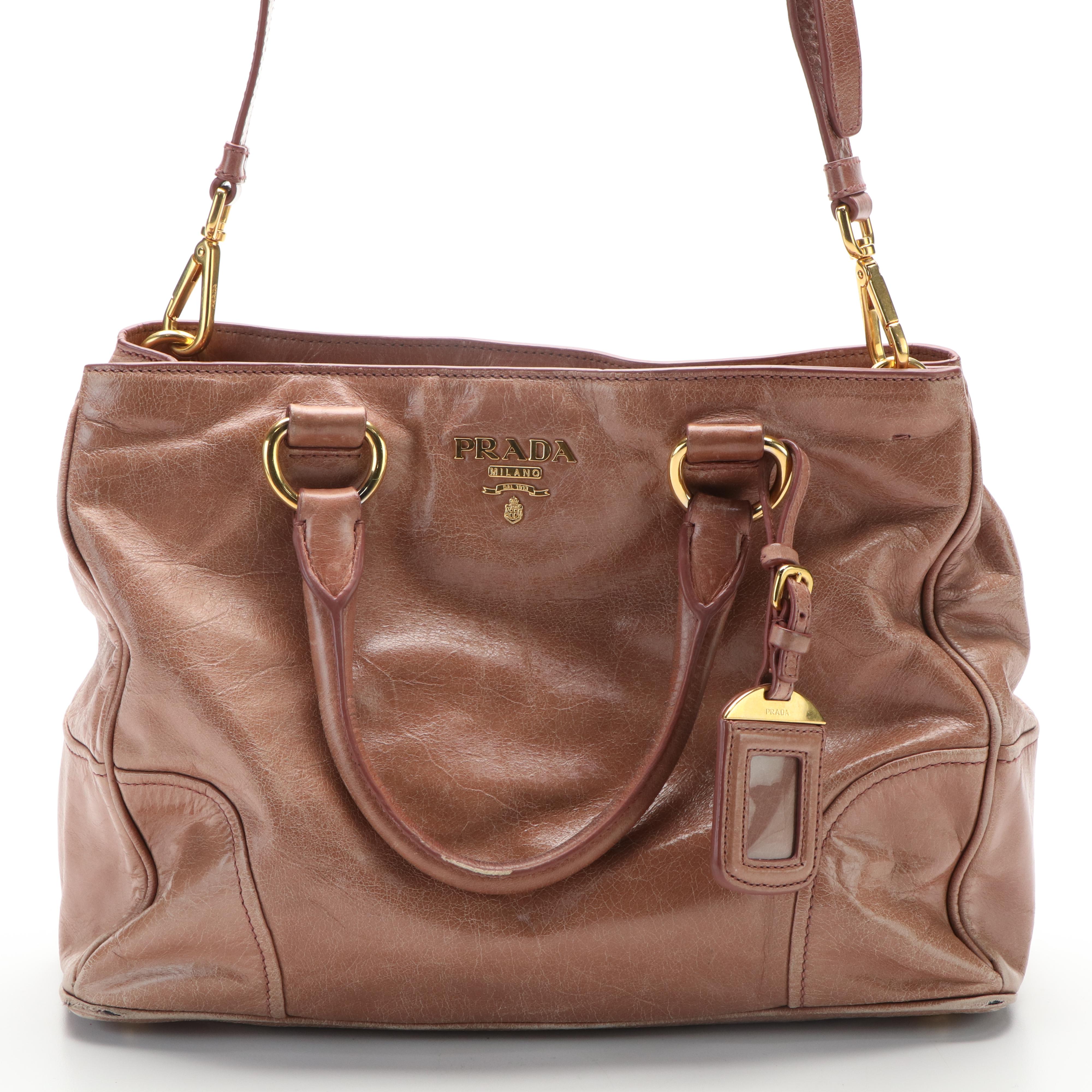 Prada 2Way Top Handle Bag in Vitello Shine Leather